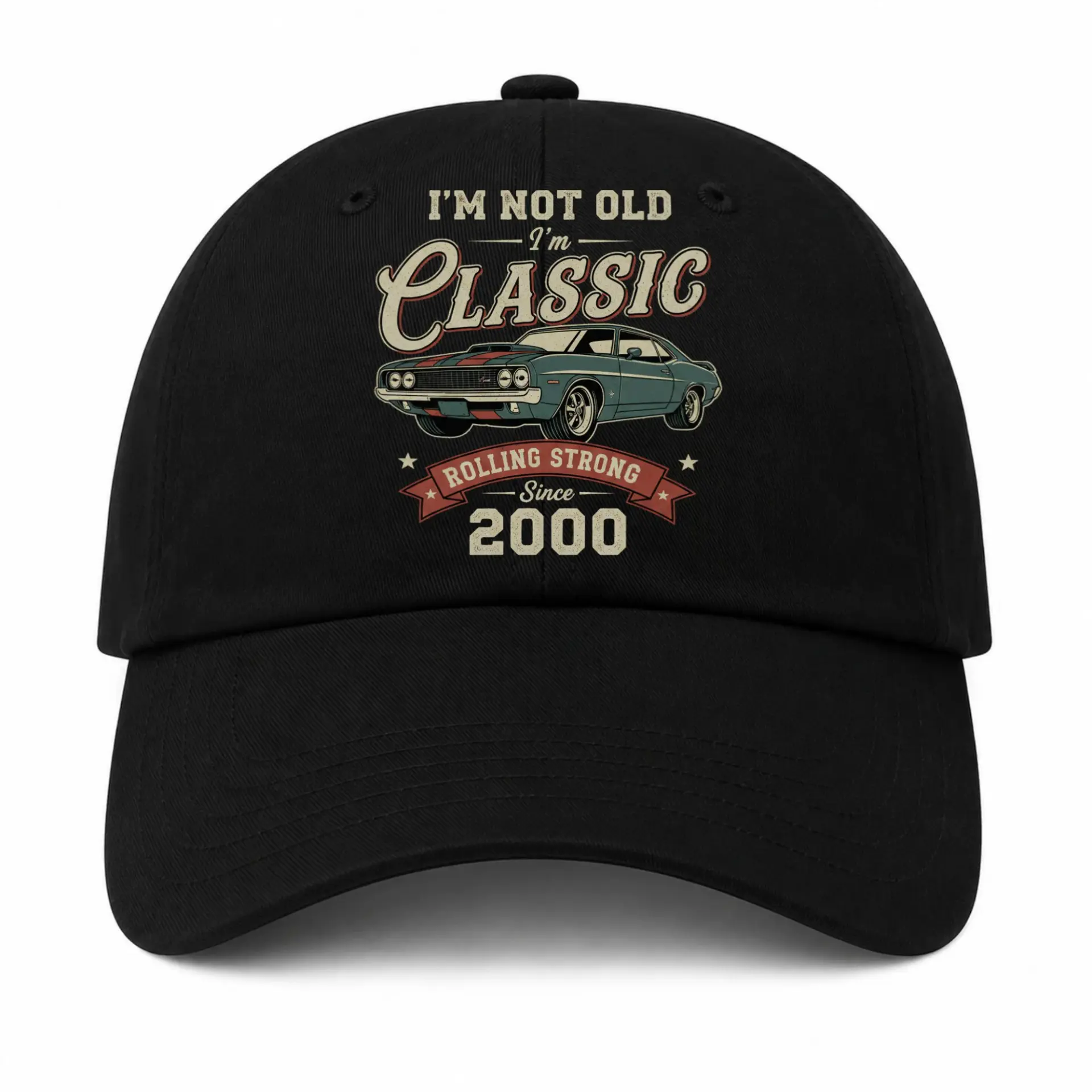 Baseball Cap Vintage Classic Car Graphic Retro Style Adjustable Hat