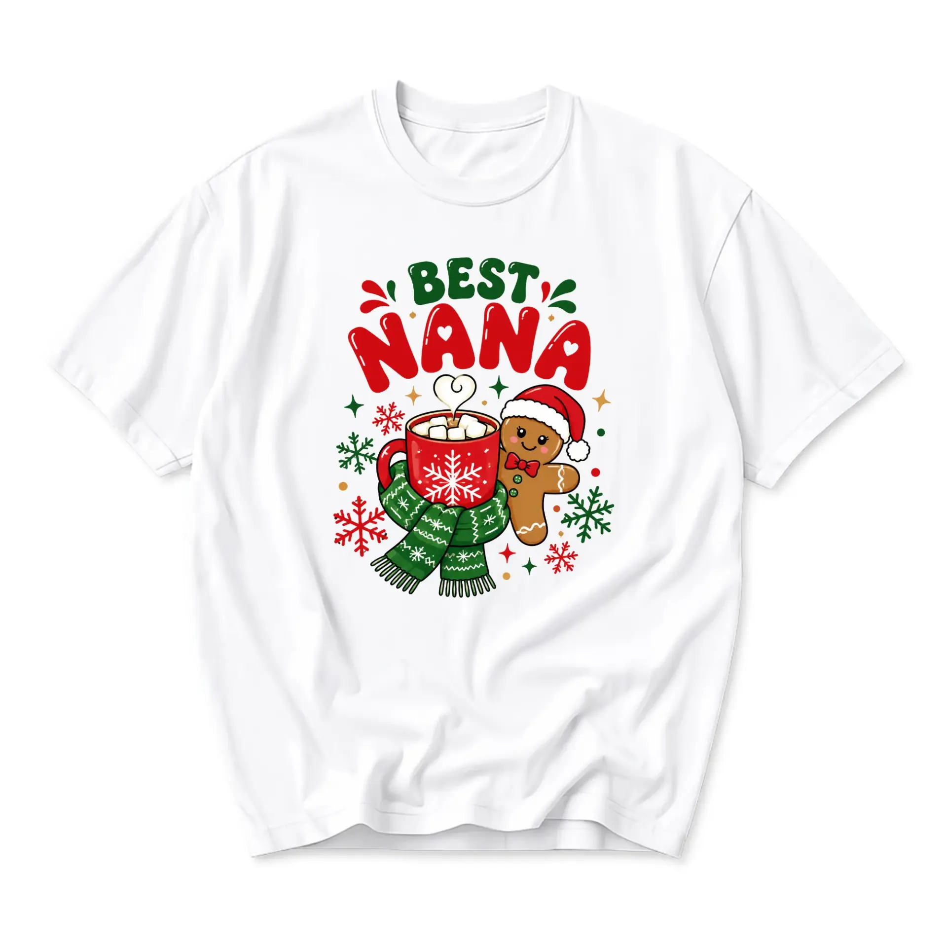 Graphic Tee Best Nana Gingerbread Holiday Shirt Unisex Crew Neck Short