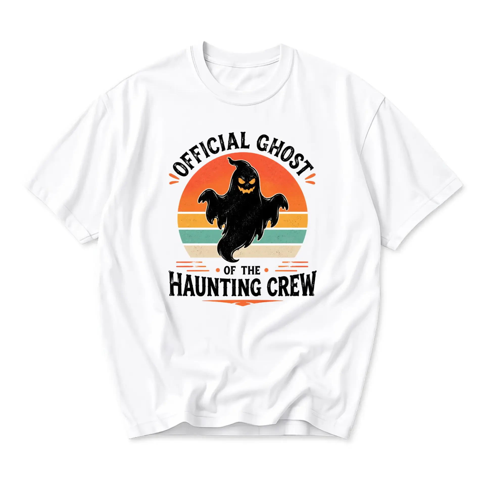 Funny Shirt Official Ghost of the Haunting Crew Graphic Tee Vintage Style Retro Sunset Illustration Unisex Crew Neck