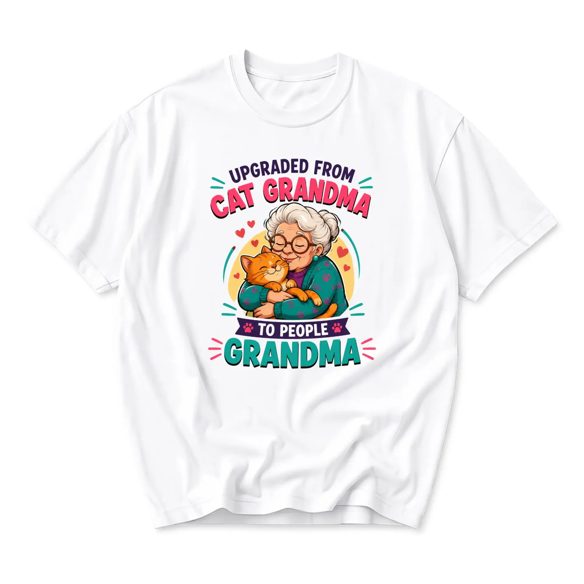 Funny Shirt Upgraded from Cat Grandma to People Graphic Tee Unisex Casual