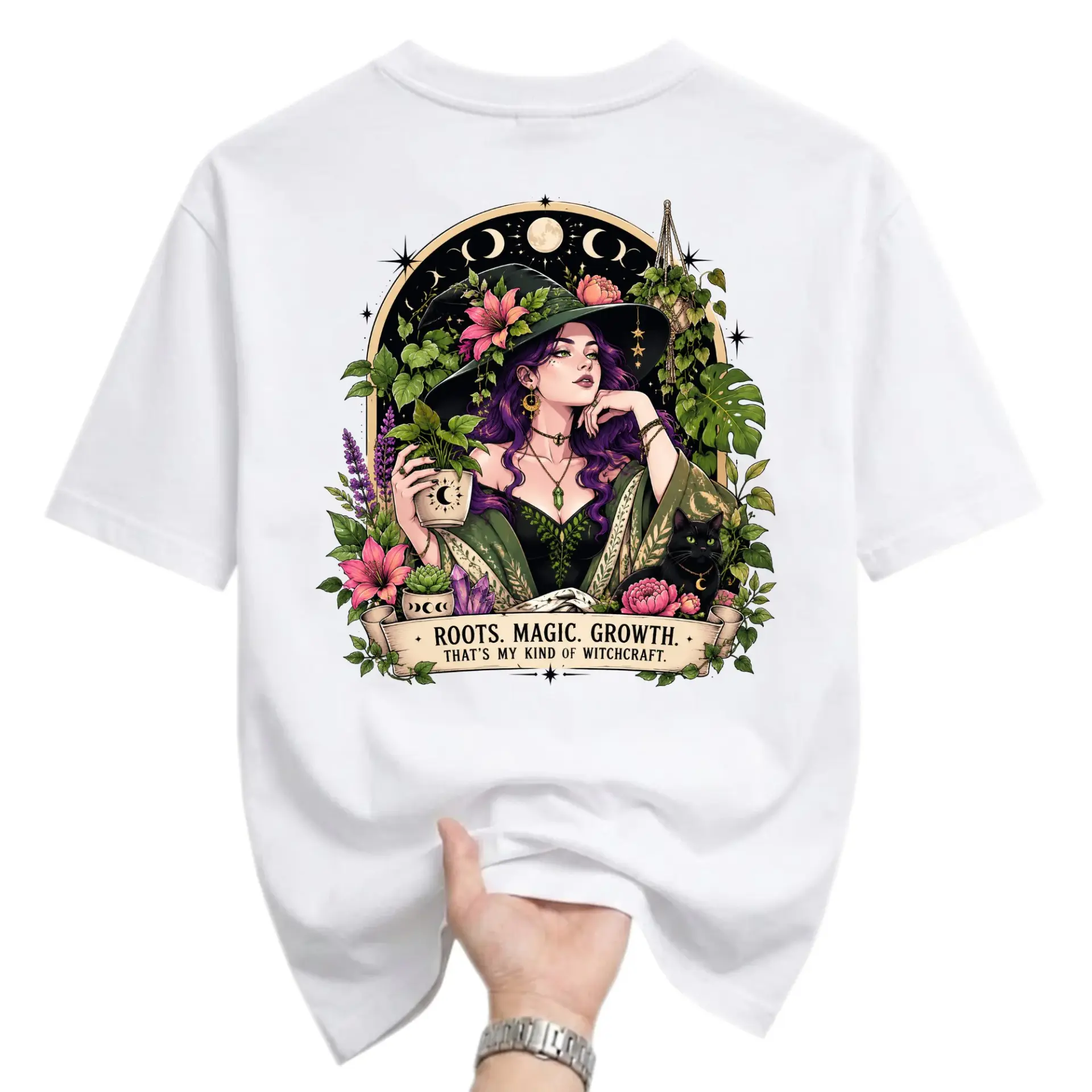 Graphic Tee Roots Magic Growth Witchcraft Print Unisex Casual Crew Neck Comfortable Cotton Blend Everyday Shirt