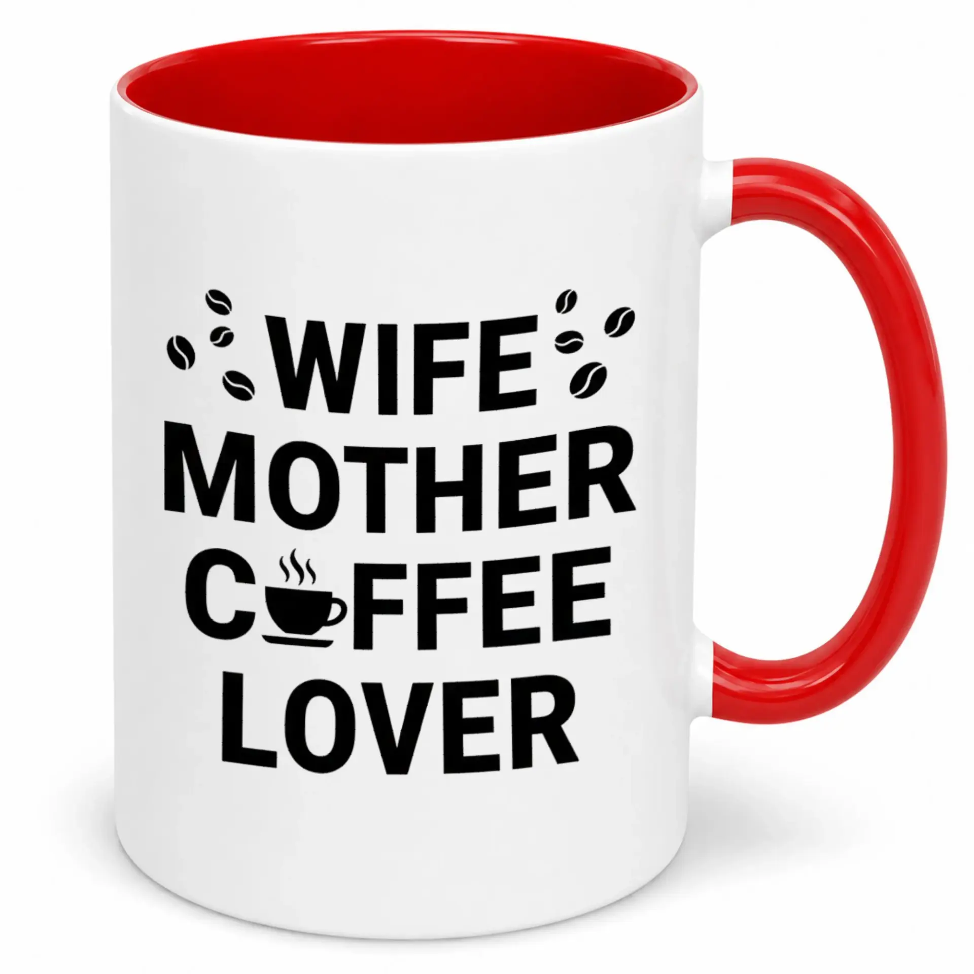 Funny Coffee Mug for Women Ceramic with 'wife Mother Lover' Design Ideal Gift Mom Her and Everyday Use 11oz or 15oz