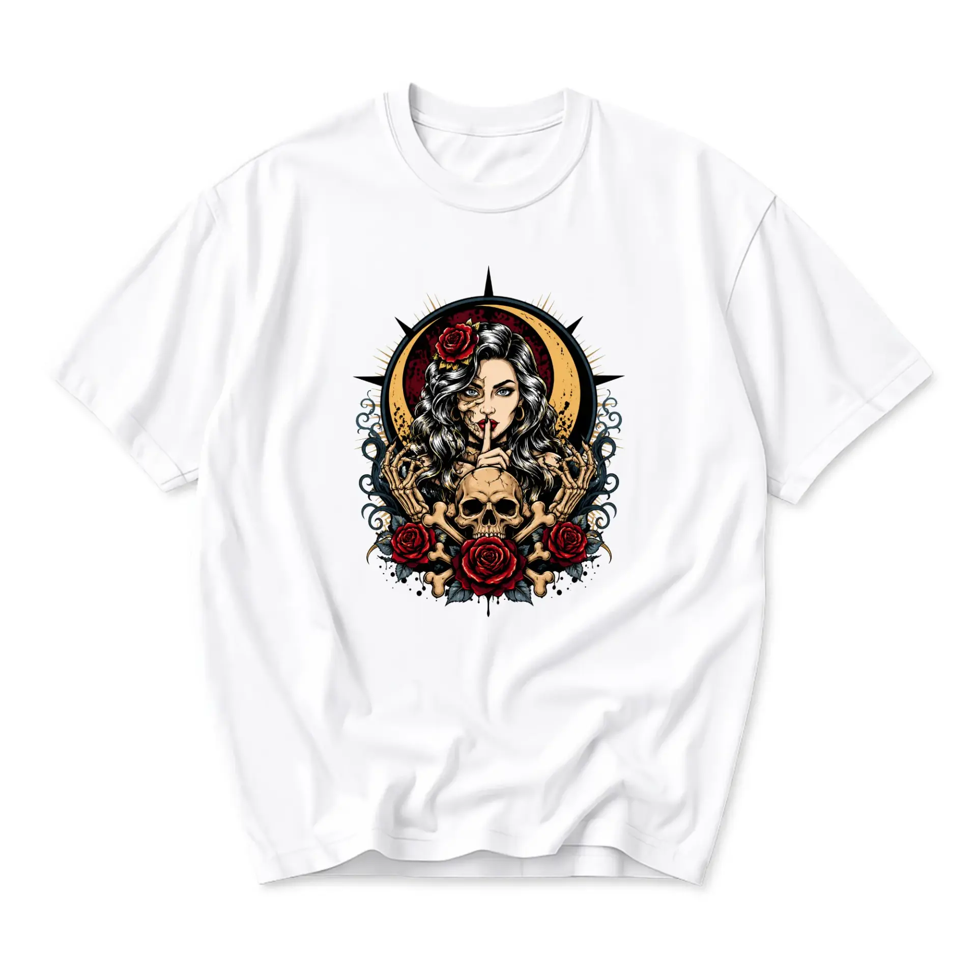 Graphic Tee Gothic Illustration Unisex Short Sleeve Crew Neck Shirt Dark Art Fashion Apparel Casual Everyday Wear Top