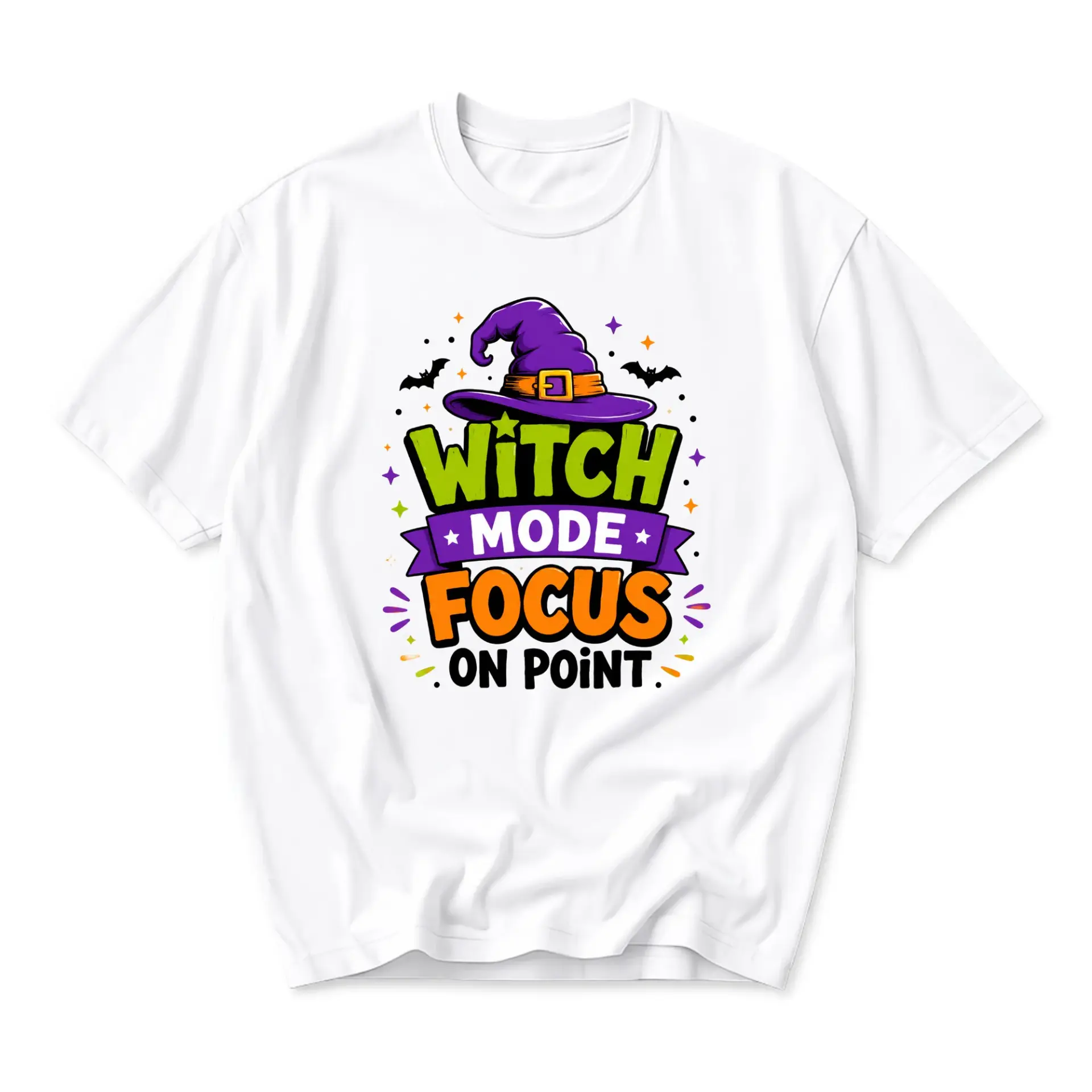 Funny Shirt Witch Mode Focus on Point Graphic Tee Unisex Casual Apparel for Everyday Wear and Seasonal Occasions