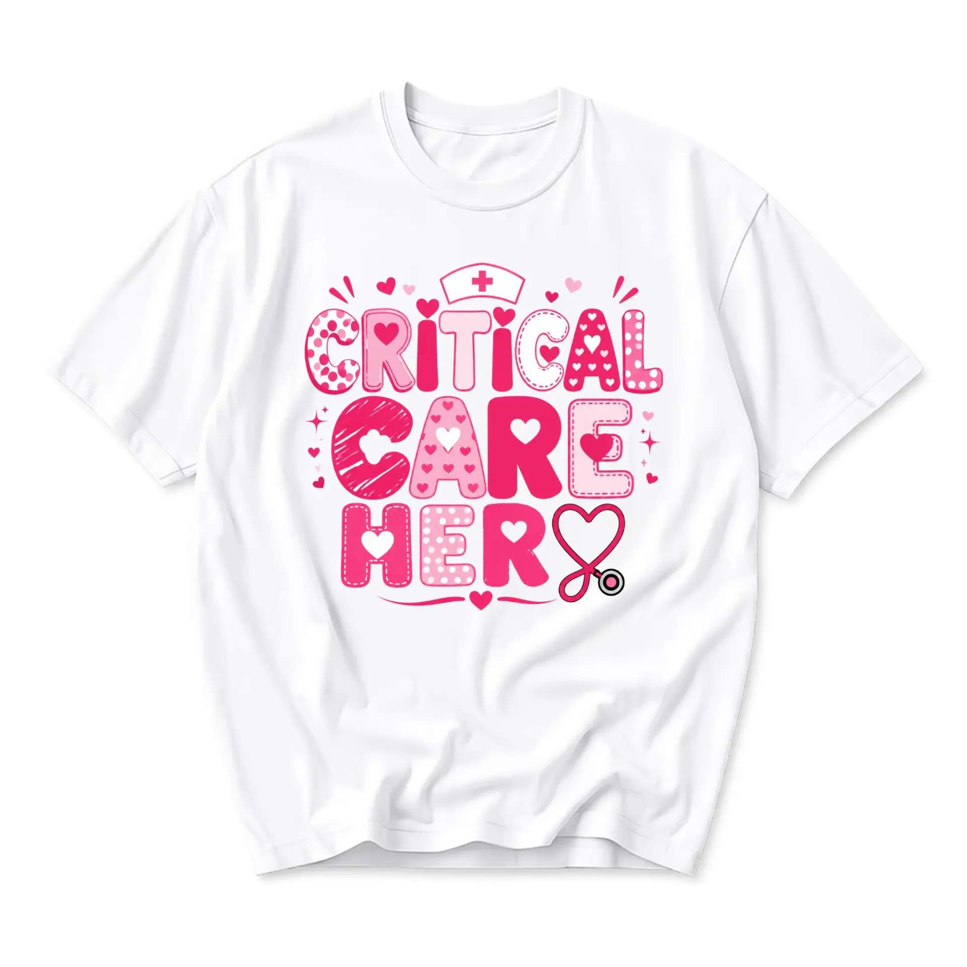 Funny Shirt Critical Care Hero Medical Professional Graphic Tee Unisex Soft Cotton Crew Neck Casual Top White Tee