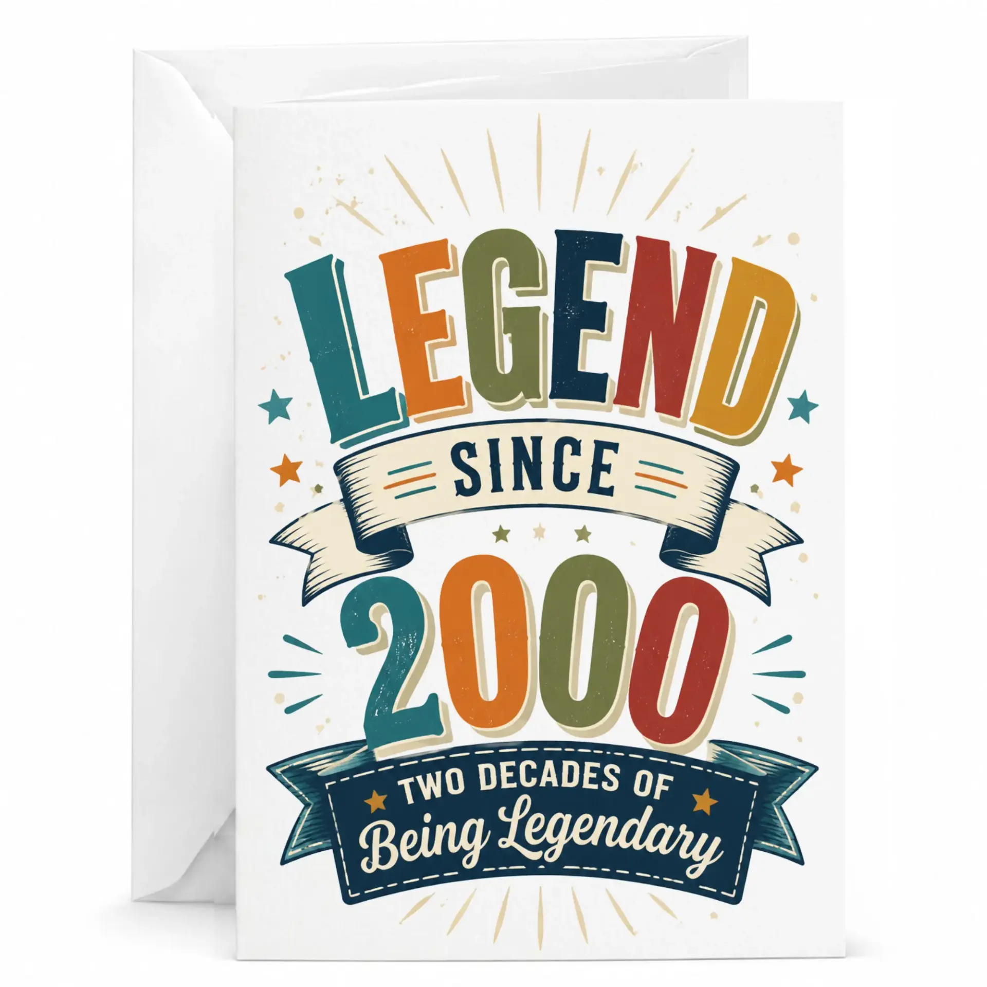 Birthday Card Legend Since 2000 Greeting Card for 24th Birthday Milestone Celebration with Matching White Envelope