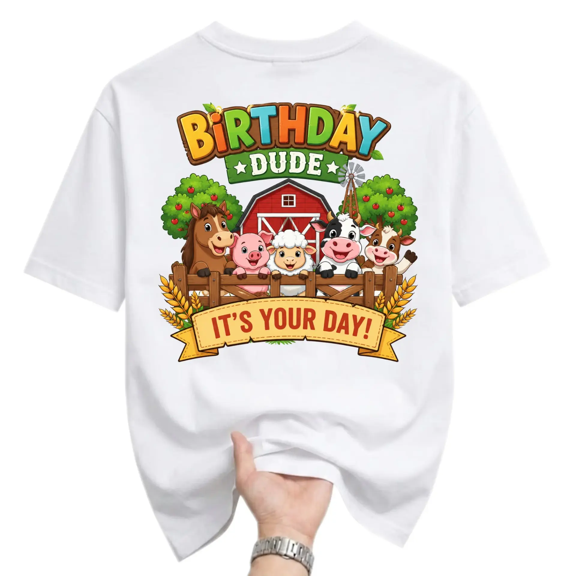 Graphic Tee Birthday Dude Animals Unisex Crew Neck Short Sleeve Casual