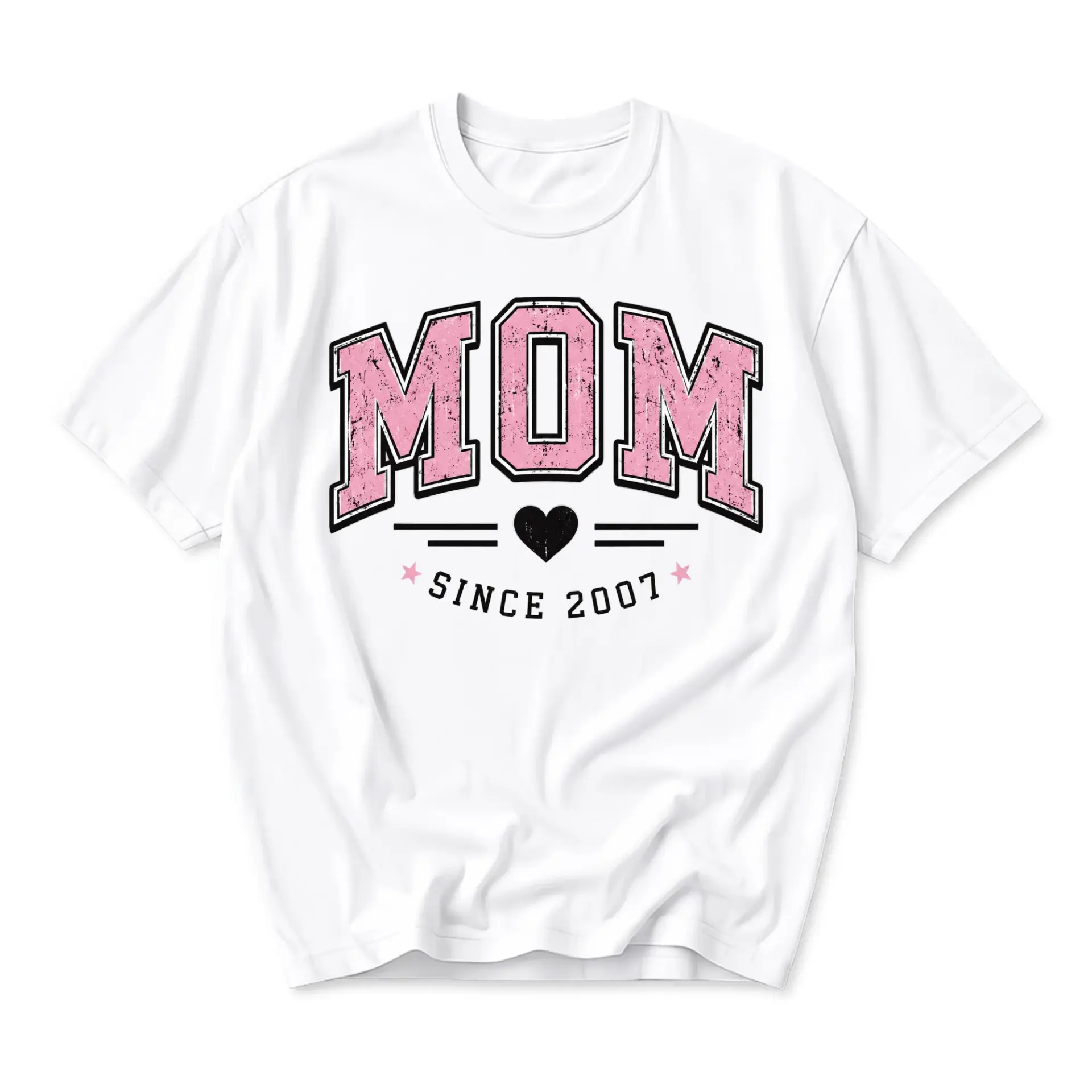 Graphic Tee Mom Since 2007 Retro Style Lettering Casual Unisex Crew Neck