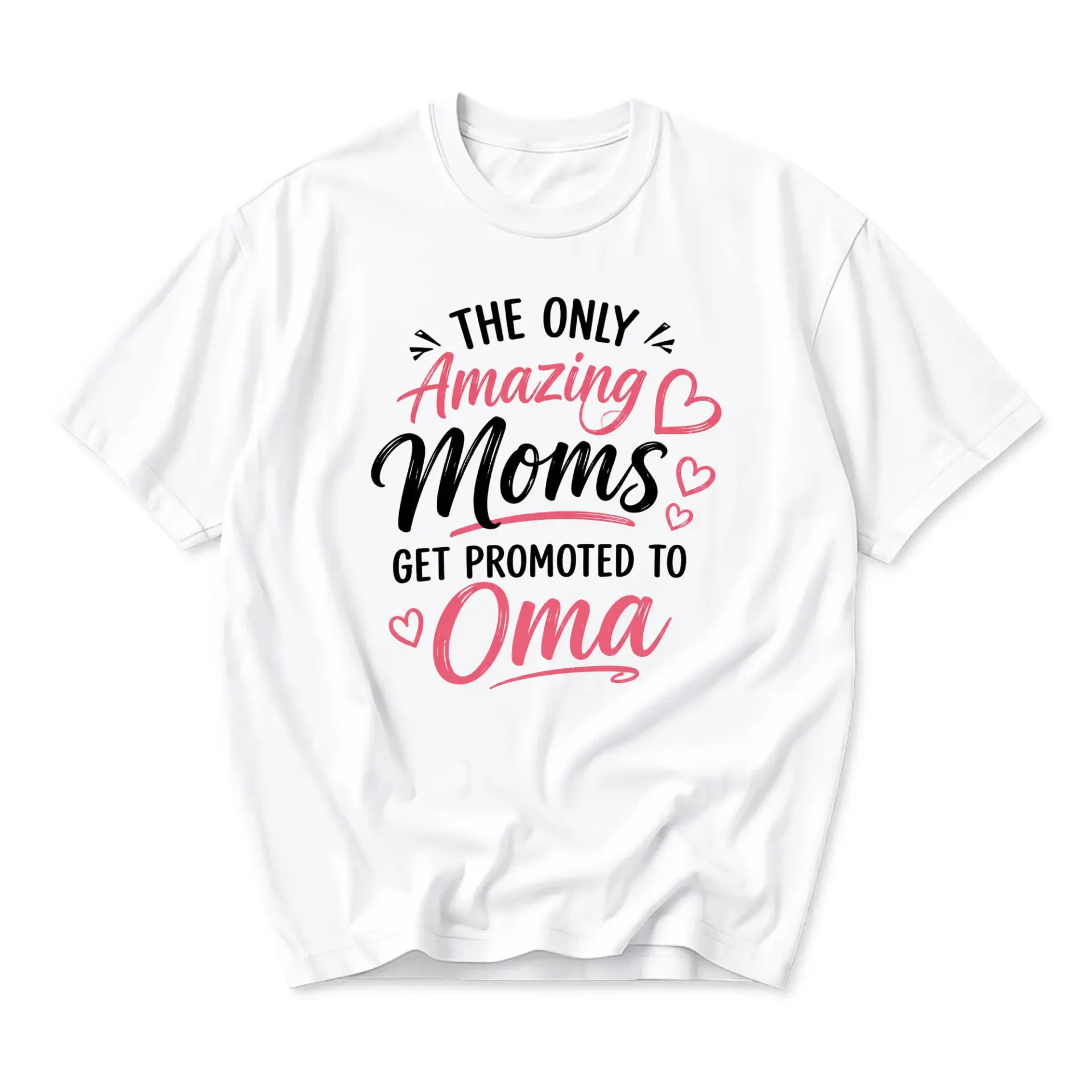 Funny Shirt the Only Amazing Moms Get Promoted to Oma Graphic Tee Casual Unisex Crew Neck Cotton Blend Apparel Gift