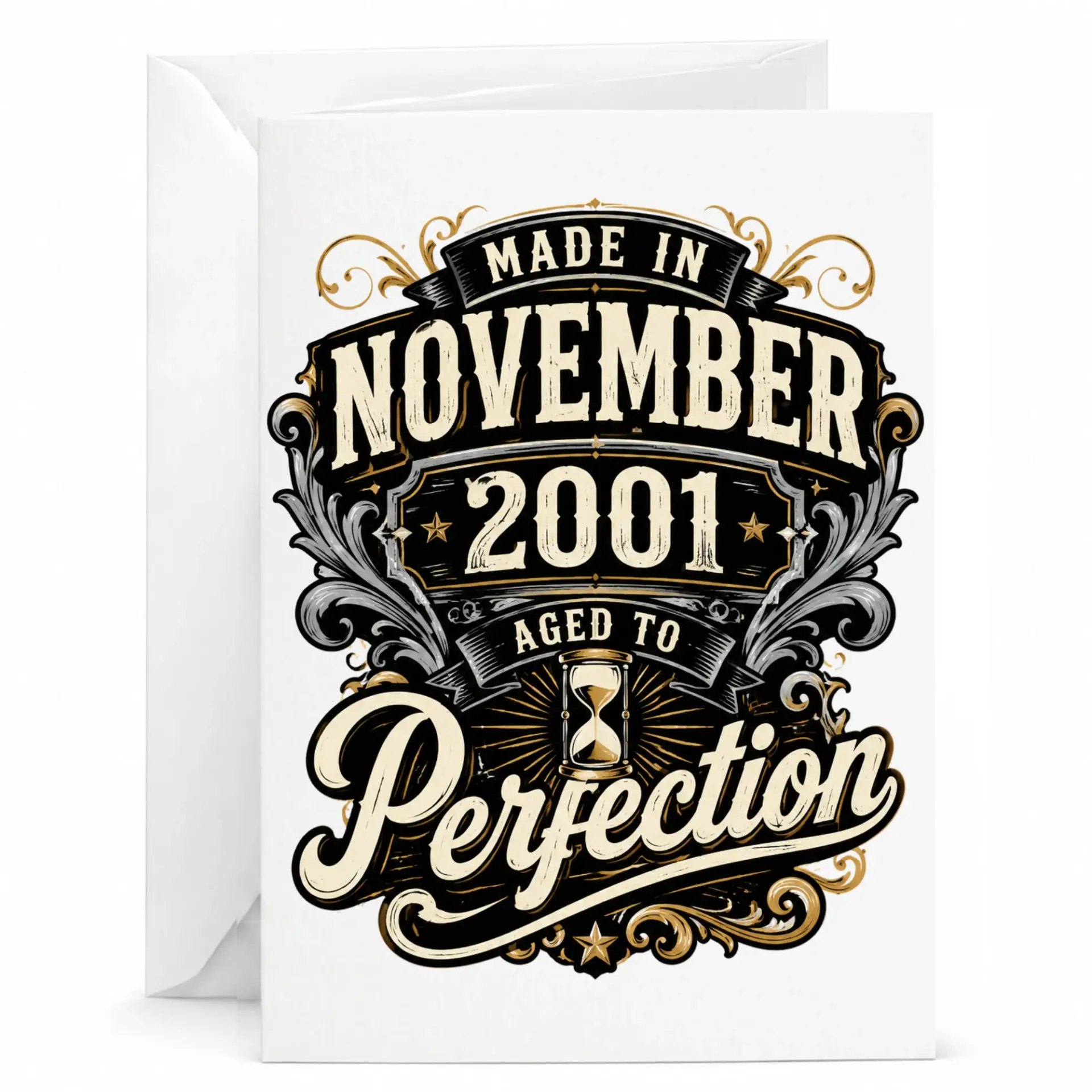 Birthday Card Made in November 2001 Aged to Perfection Vintage Style Greeting Card for Milestone Celebration