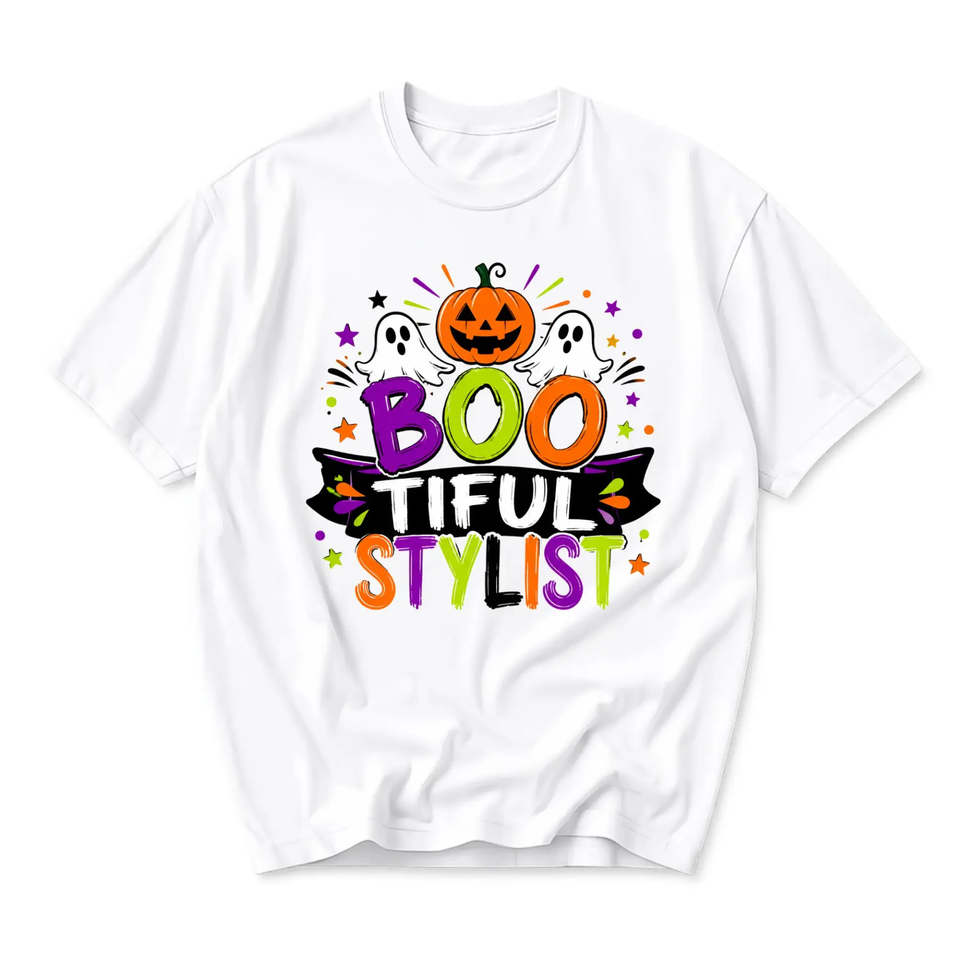 Graphic Tee Bootiful Stylist Halloween Shirt Unisex Crew Neck Short Sleeve Soft Cotton Casual Everyday Top