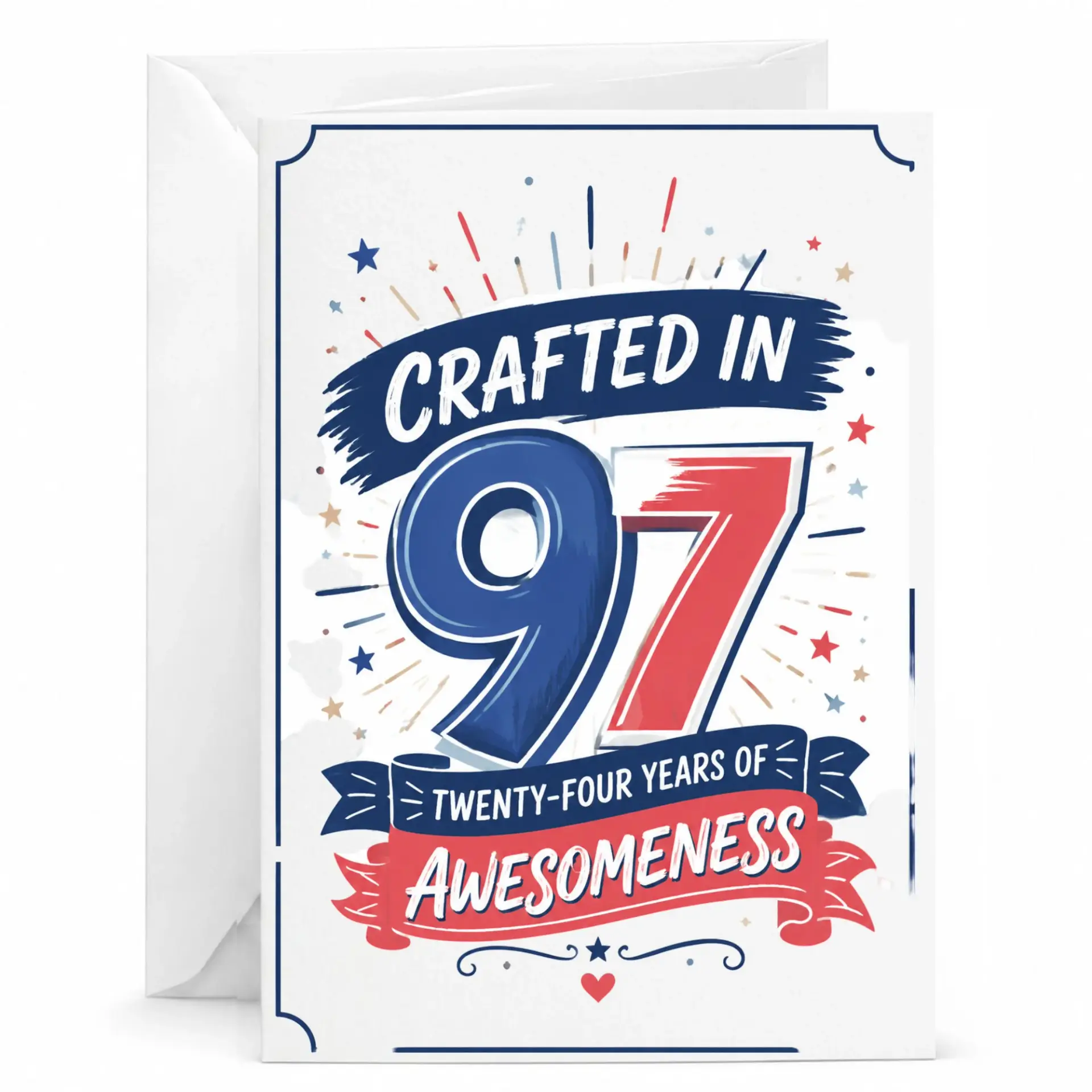 Greeting Card Crafted in 97 Twenty Four Years of Awesomeness Birthday Celebration Stationery for Turning Twenty Four