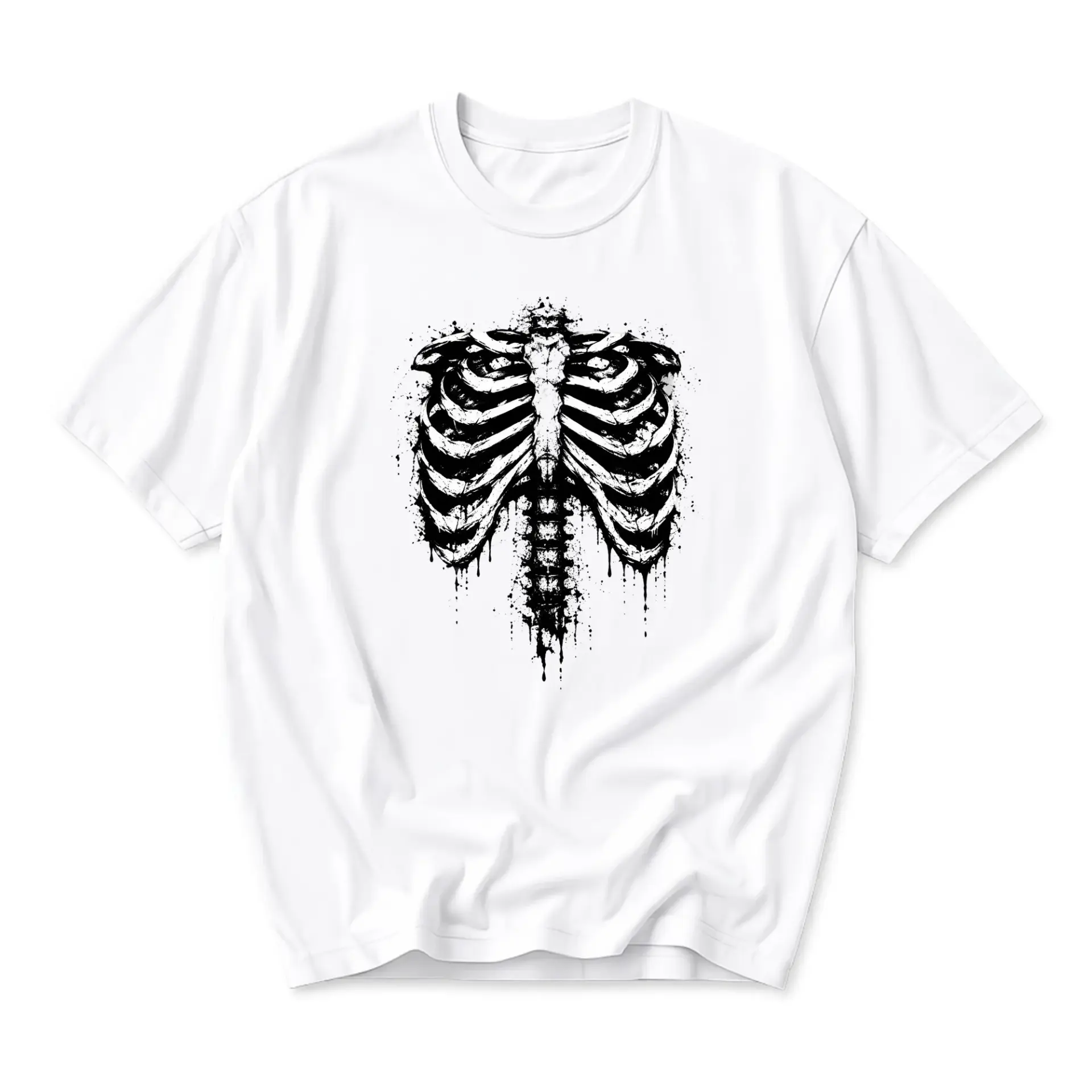 Graphic Tee Unisex Ribcage Skeleton Design Casual Short Sleeve Shirt for Everyday Wear and Unique Artistic Style