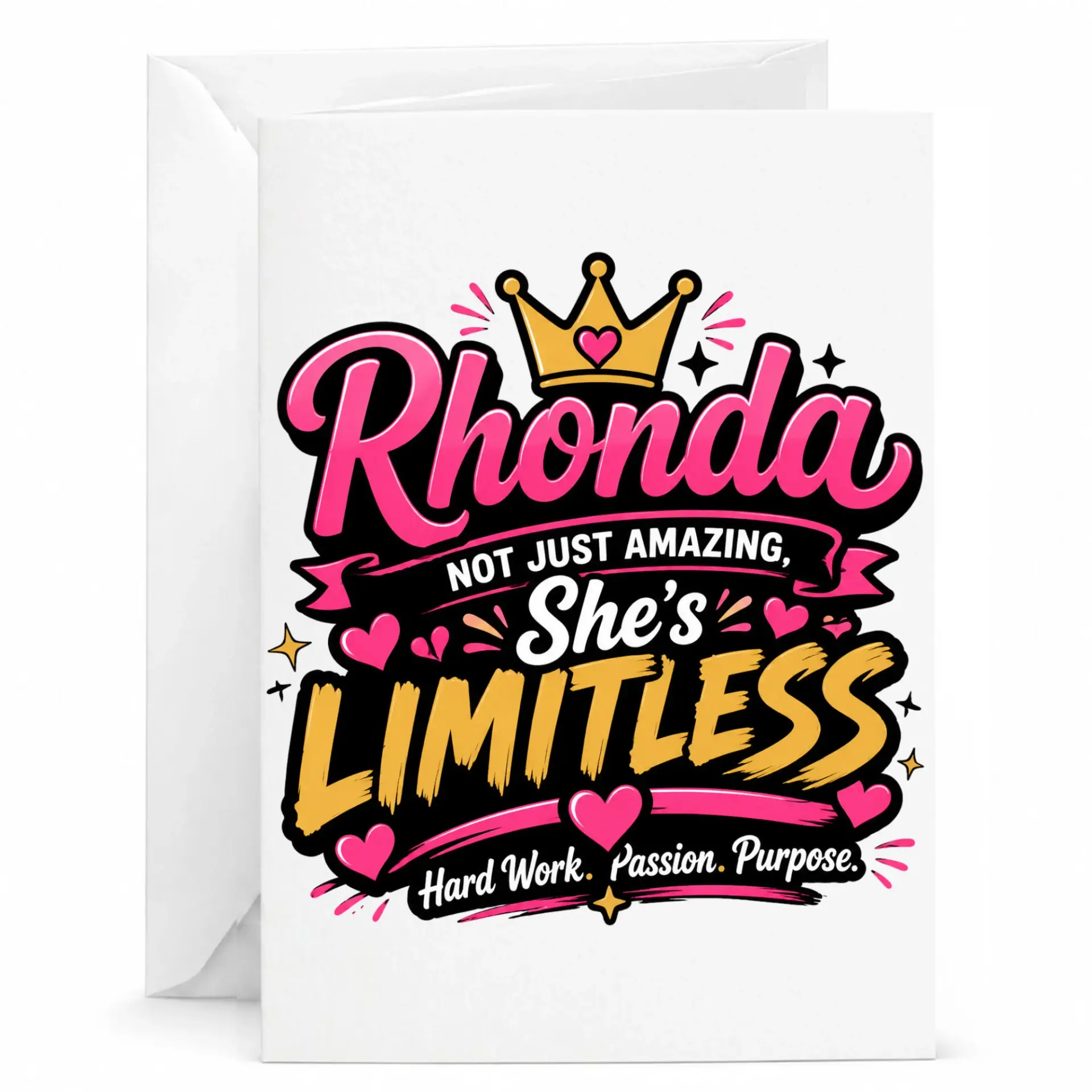Greeting Card for Rhonda Personalized Gift Inspirational Message Card with Envelope for Birthday Congratulations Appreciation