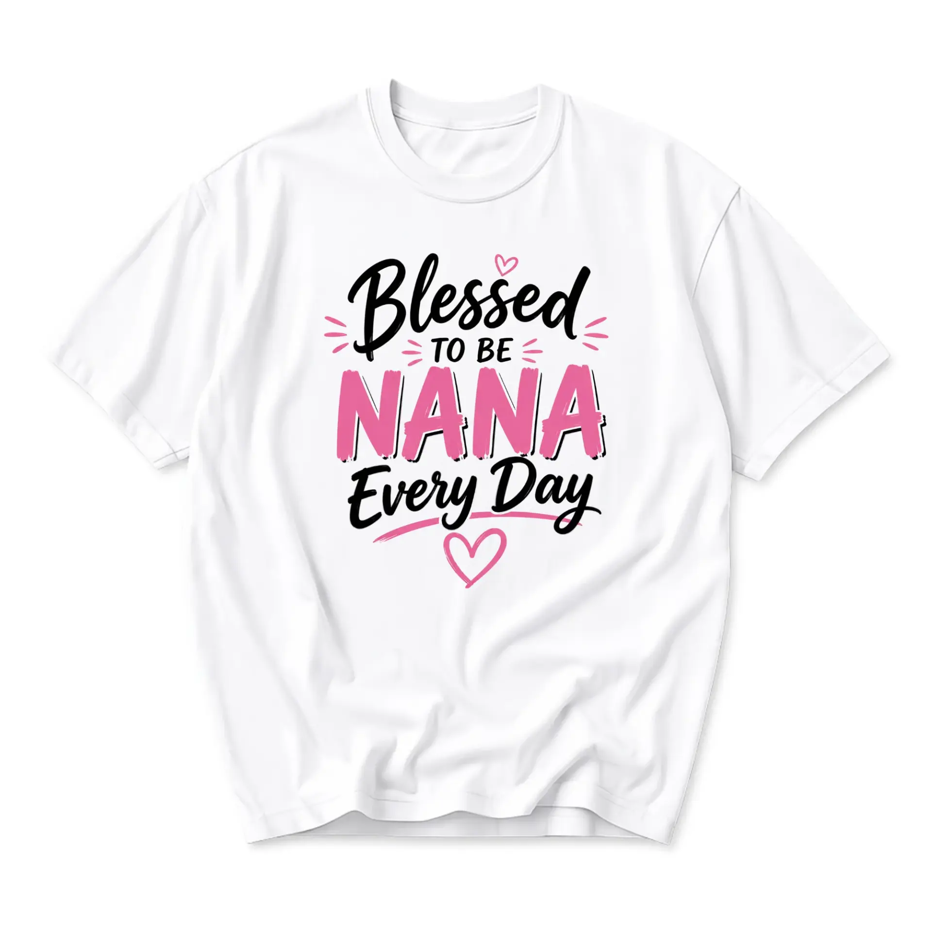 T-shirt Blessed to Be Nana Every Day Graphic Tee Casual Unisex Crew Neck Top for Grandmothers and Family Members