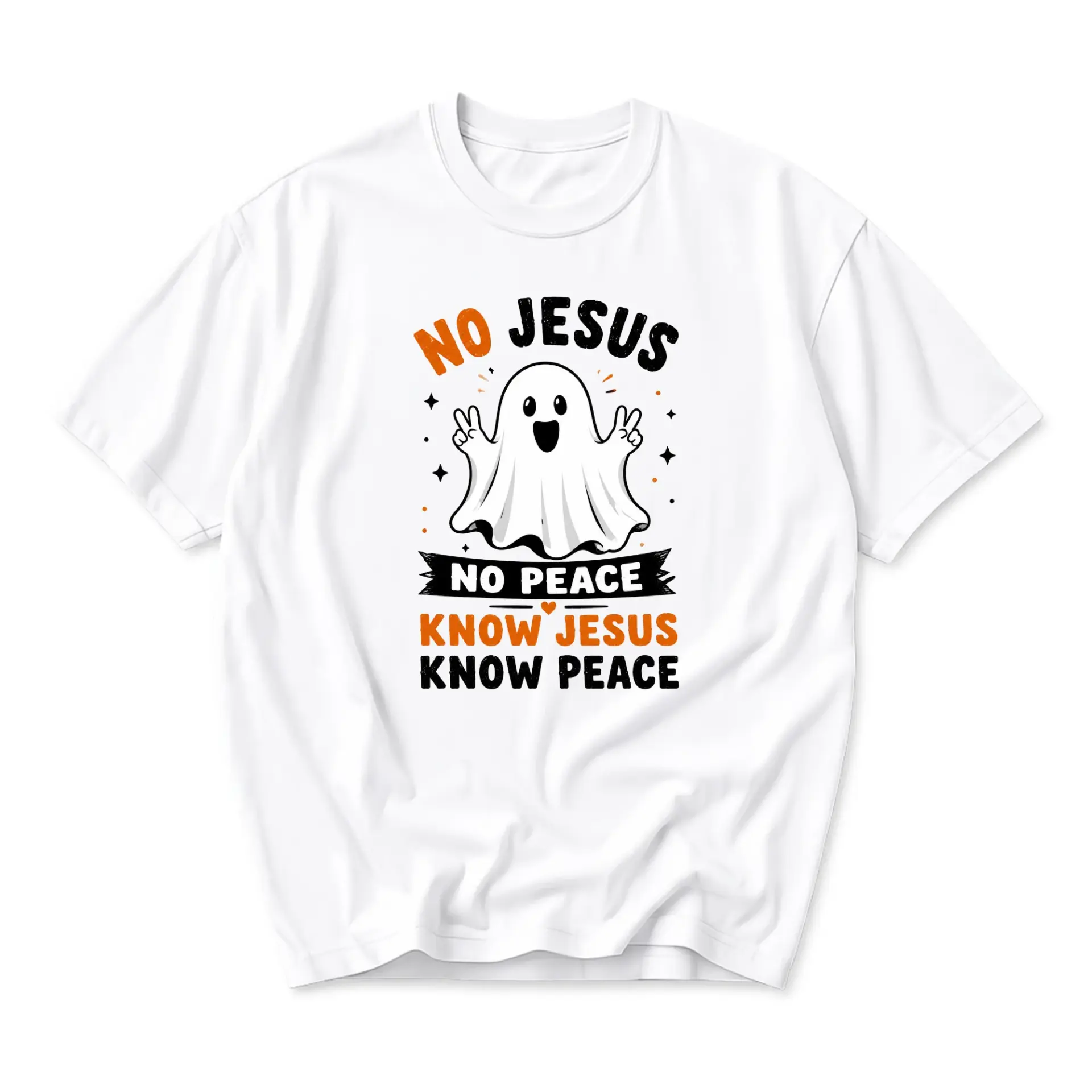 Funny Shirt No Jesus No Peace Know Jesus Know Peace Graphic Tee Casual Unisex Crew Neck Short Sleeve Cotton Top
