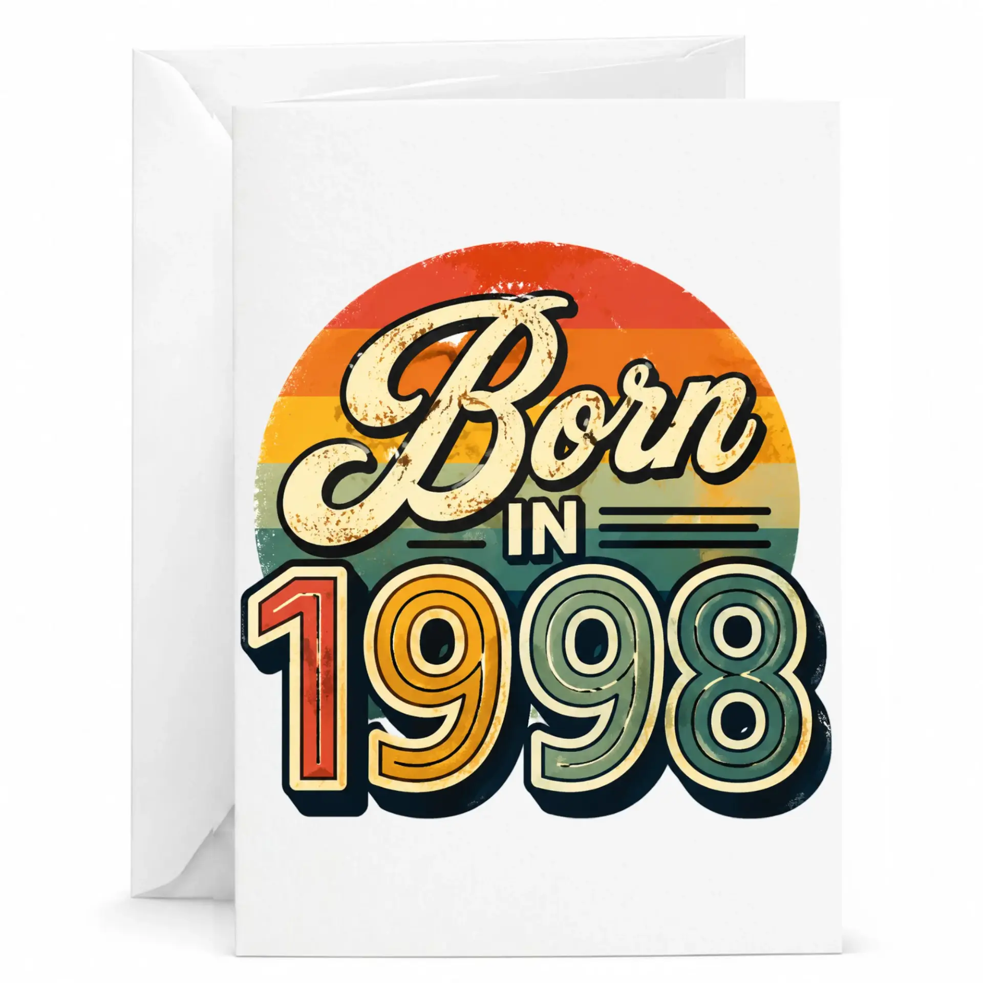 Birthday Card Born in 1998 Vintage Retro Style Greeting Card for Milestone Celebration with Included Envelope