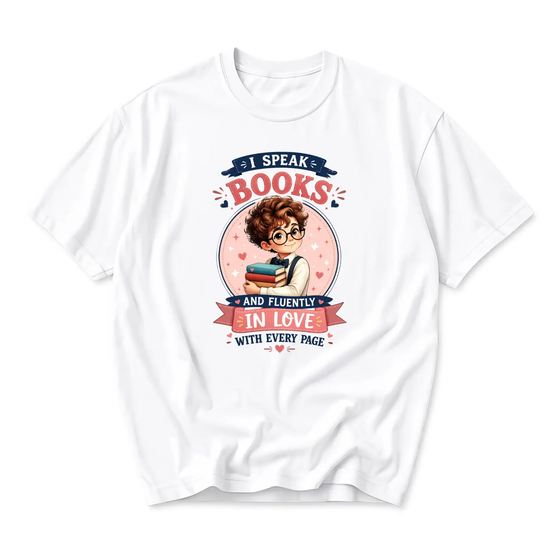 Graphic Tee I Speak Books and Fluently in Love with Every Page Casual Unisex Crew Neck Cotton Blend Short Sleeve Shirt
