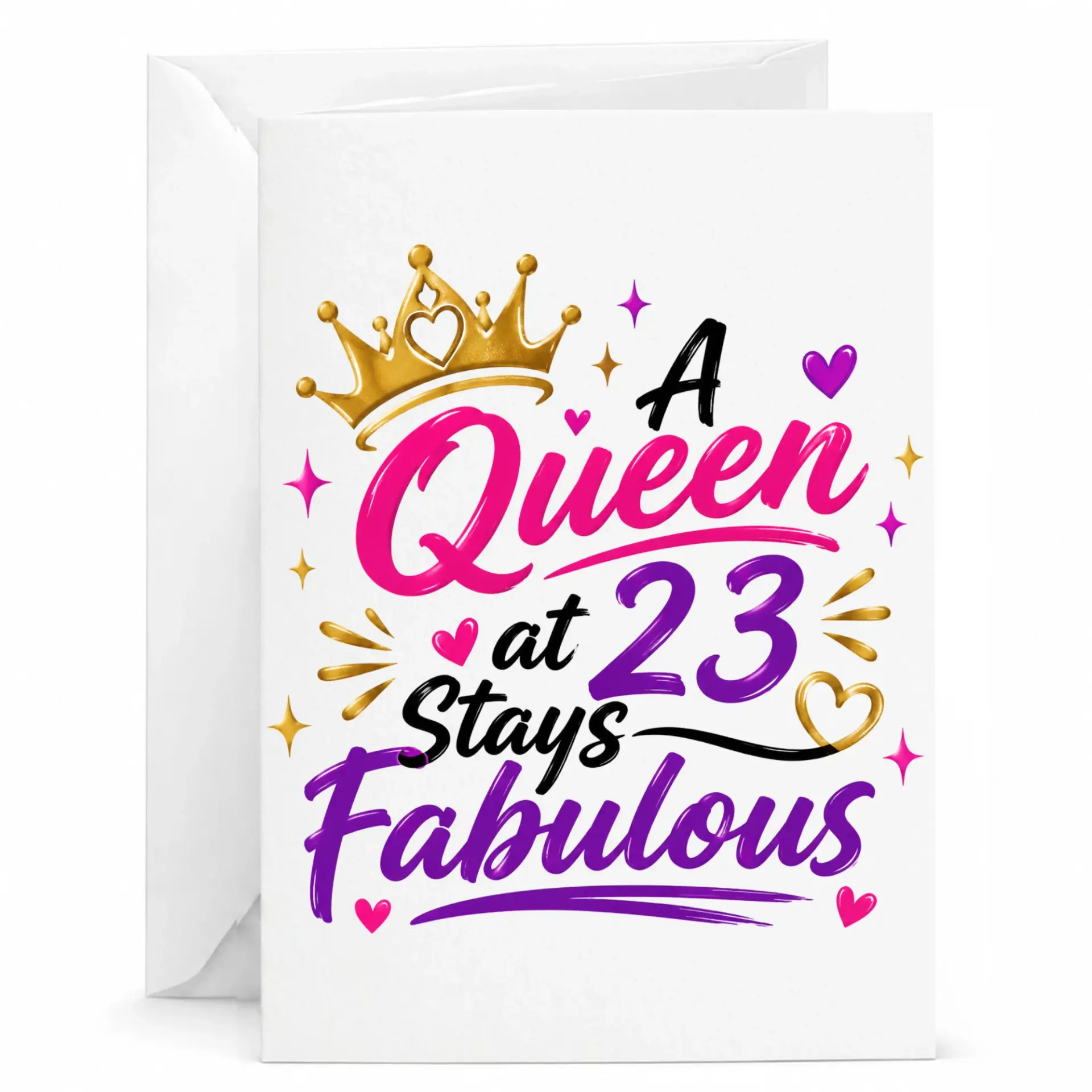 Birthday Card a Queen at 23 Stays Fabulous Greeting Card for 23rd Birthday Celebration with Matching Envelope