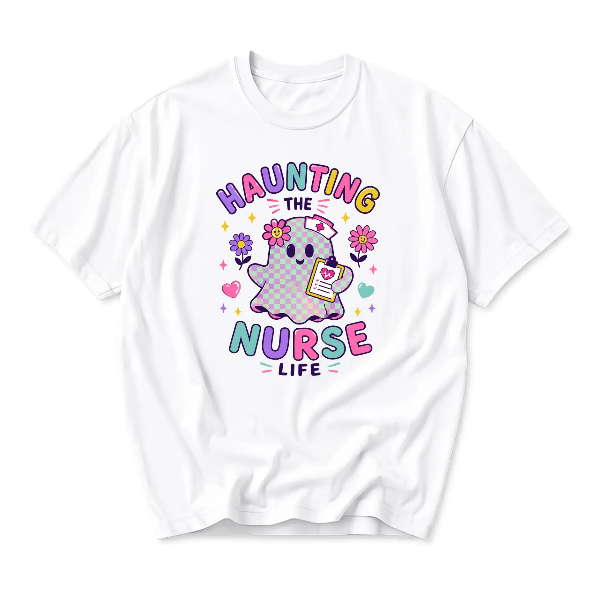 Graphic Tee Haunted Nurse Ghost Shirt Retro Aesthetic Medical Staff Apparel for Casual Everyday Wear and Self Expression