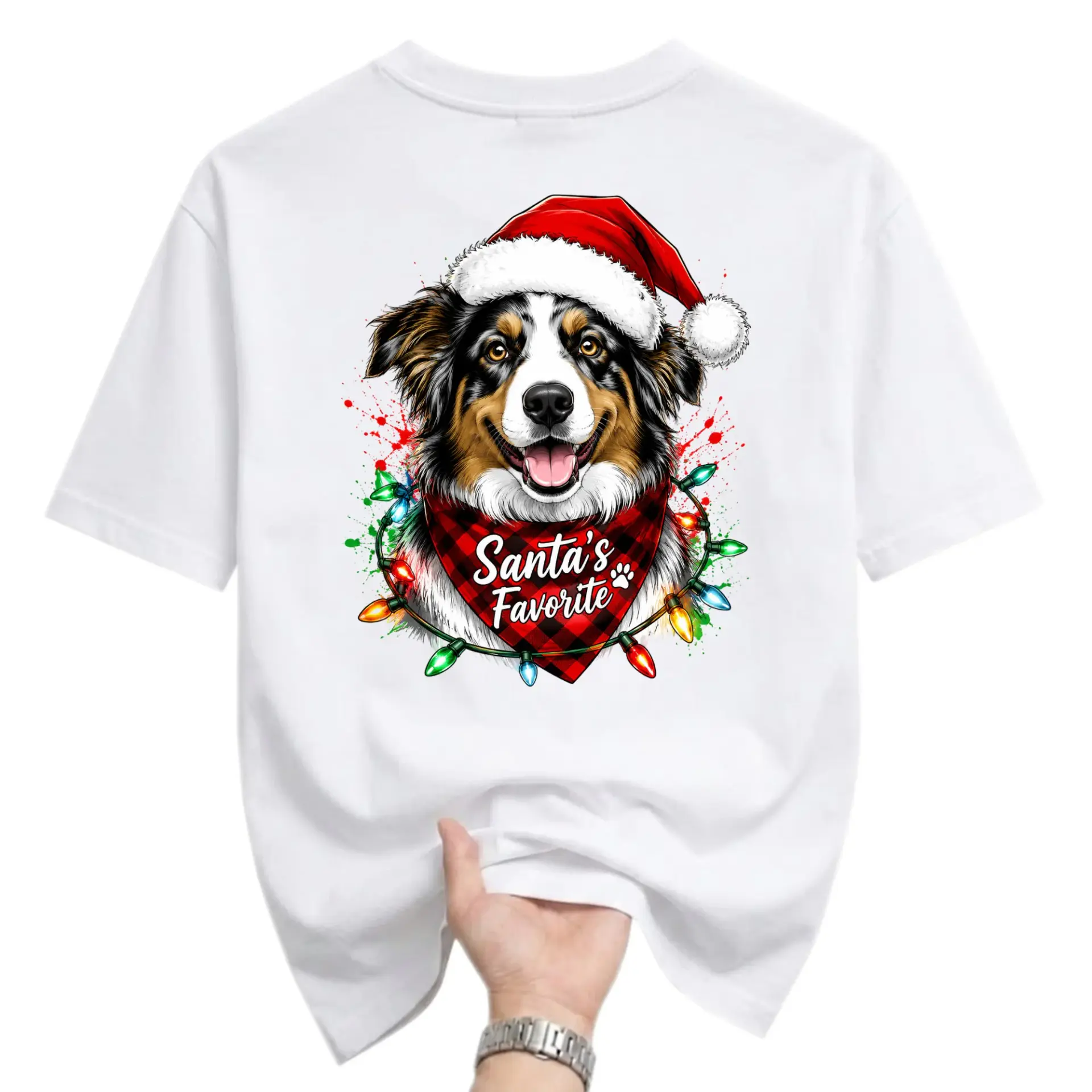 Graphic Tee Santa Favorite Australian Christmas Shirt for Dog Lovers