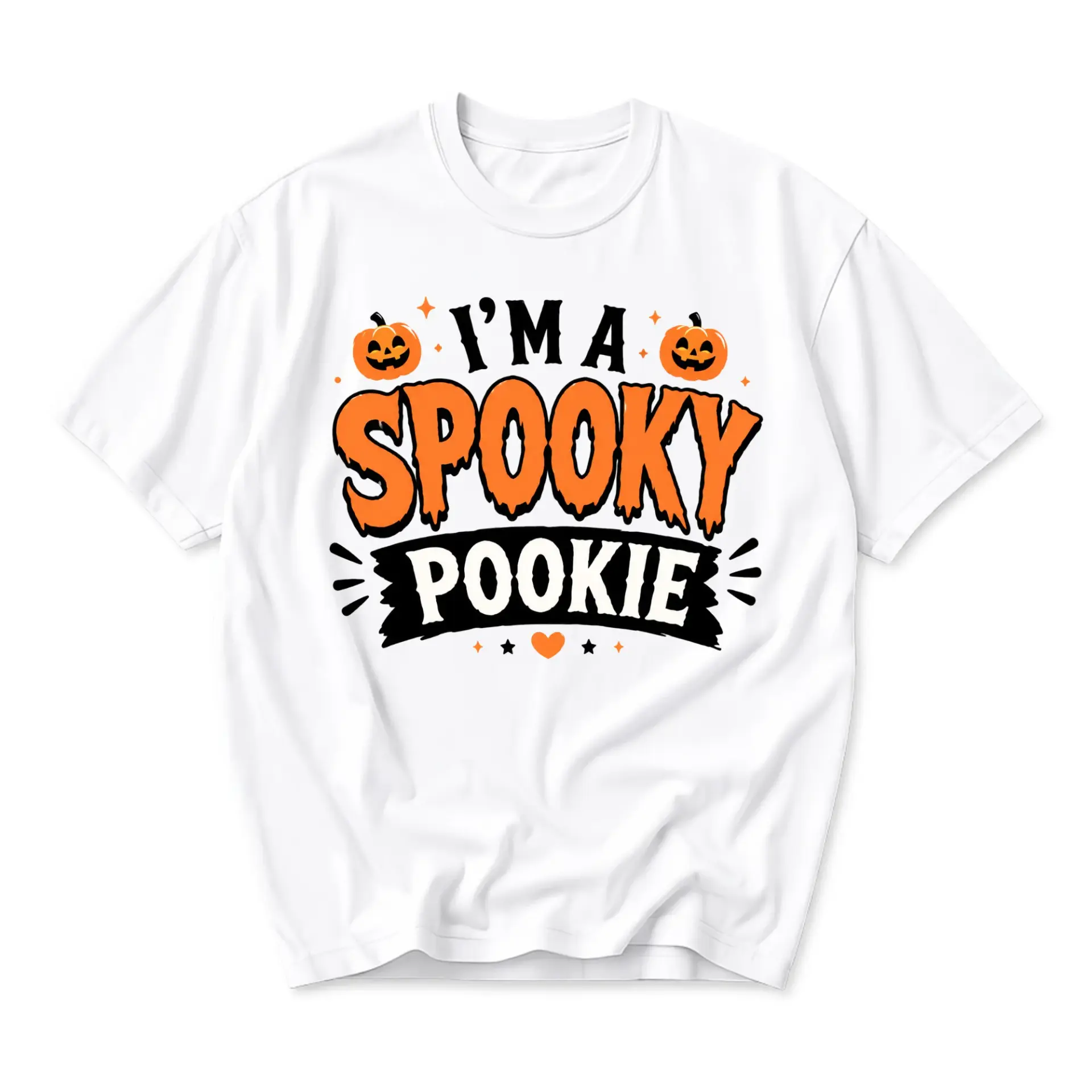 Funny Shirt I Am a Spooky Pookie Halloween Graphic Tee Unisex Casual Crew Neck Comfortable Cotton Blend Top