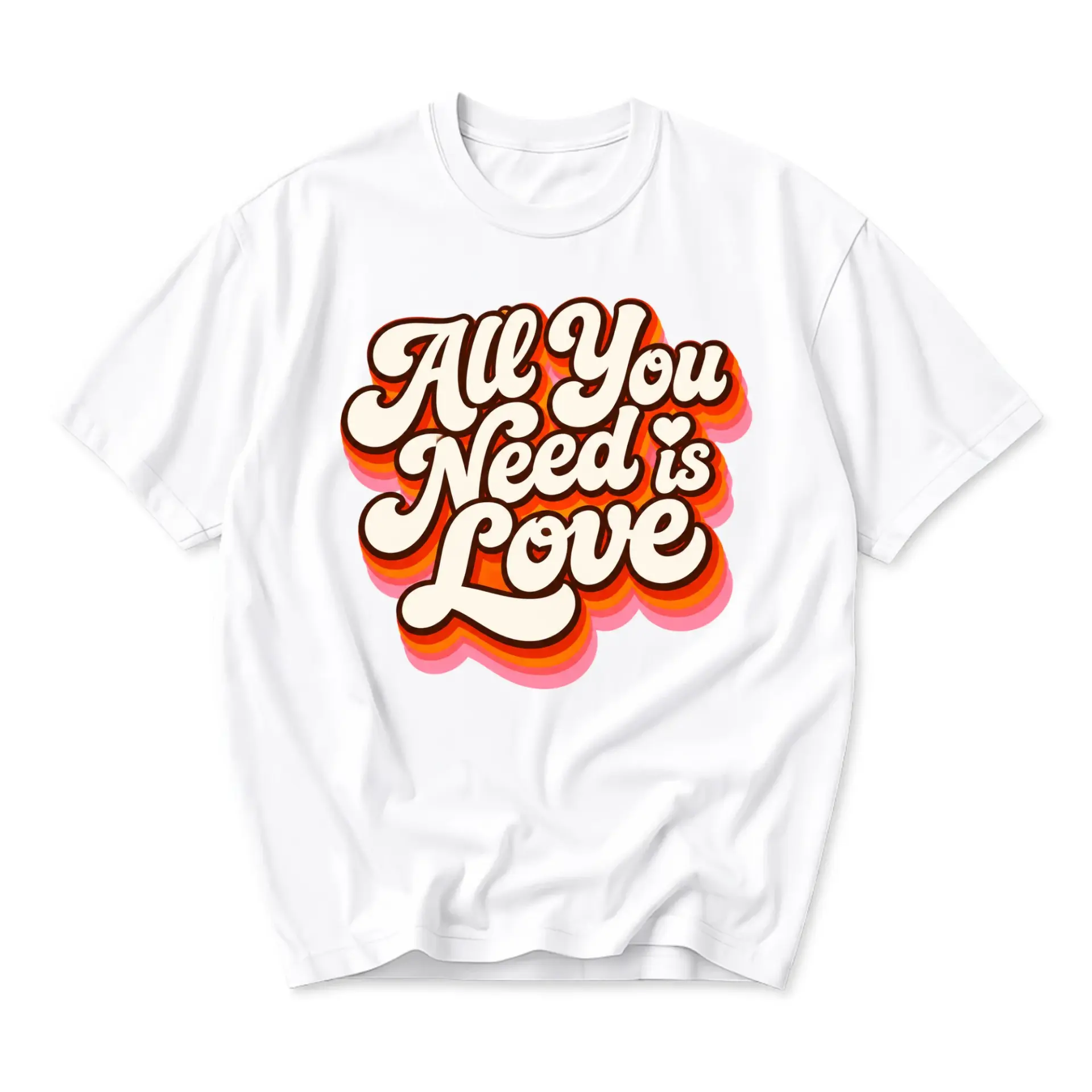 Graphic Tee All You Need Is Love Retro Inspired Vintage Style Unisex Crew Neck Casual Everyday Printed Short Sleeve Top