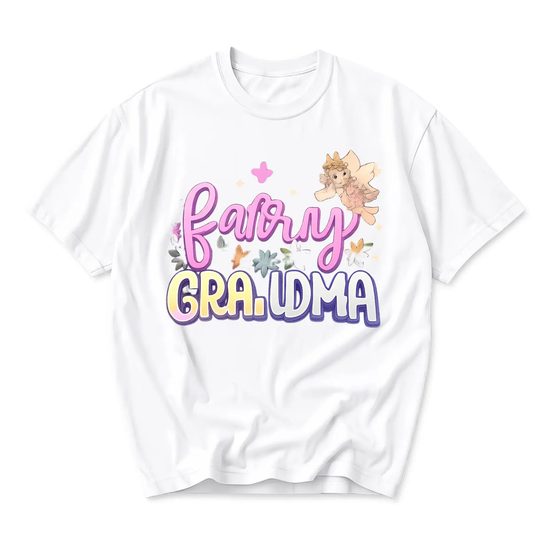 Graphic Tee Fairy Grandma Shirt Cute Whimsical Text Print Unisex Crew Neck