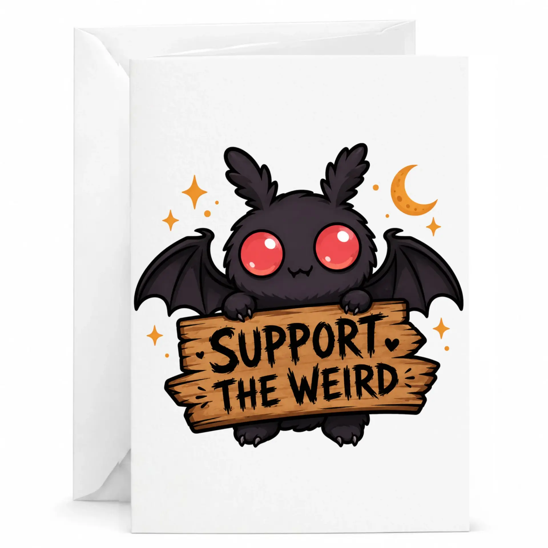Funny Greeting Card Support the Cute Moth Creature Illustration for Encouragement and Just Because Occasions