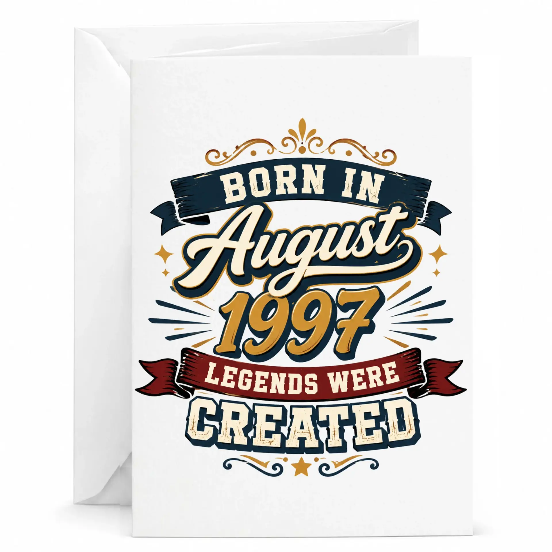Birthday Card Born in August 1997 Legends Were Created Funny Vintage Style Greeting Card for Milestone Celebrations