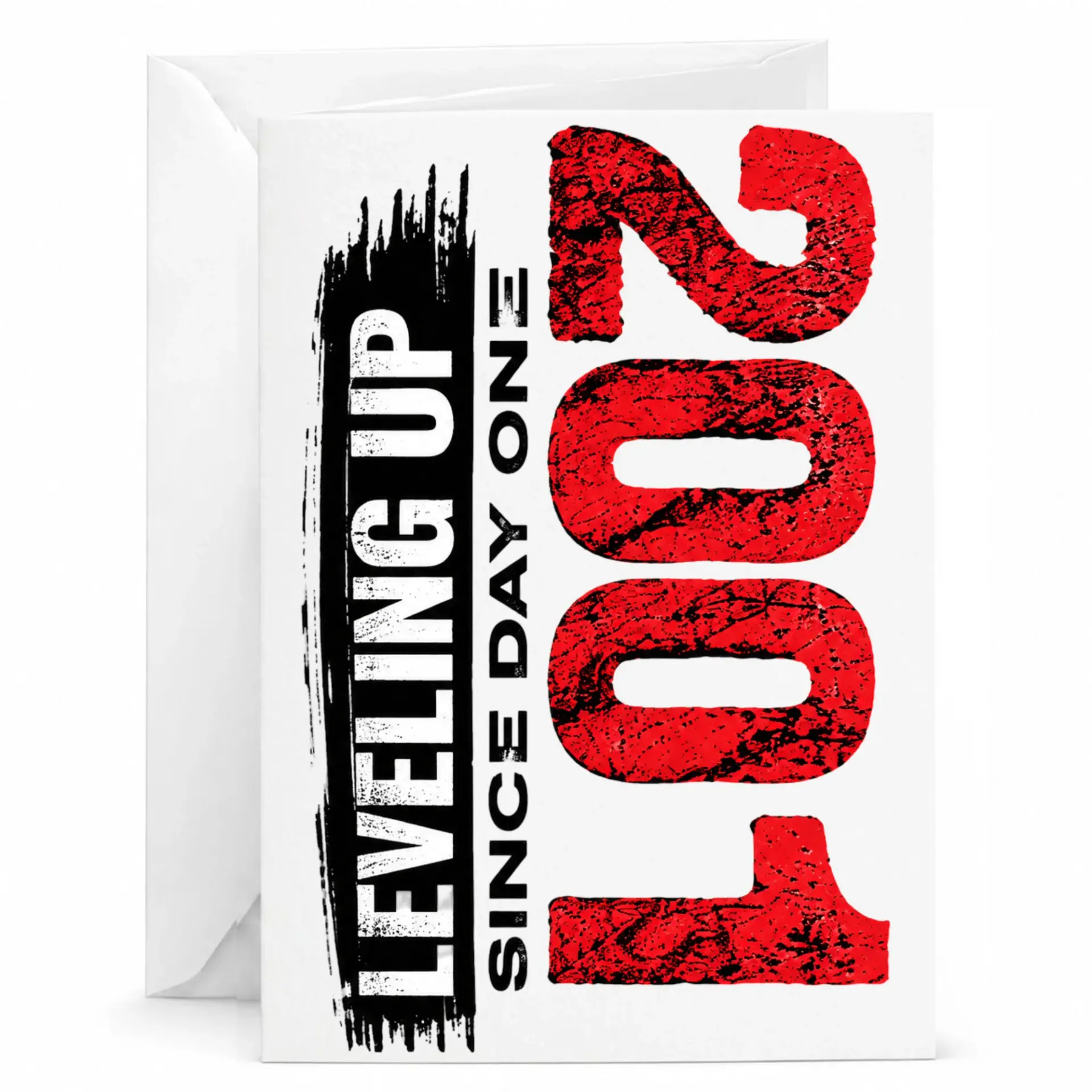Funny Birthday Card Leveling up Since Day One 2002 Retro Gamer Aesthetic Greeting Card for Milestone Birthdays