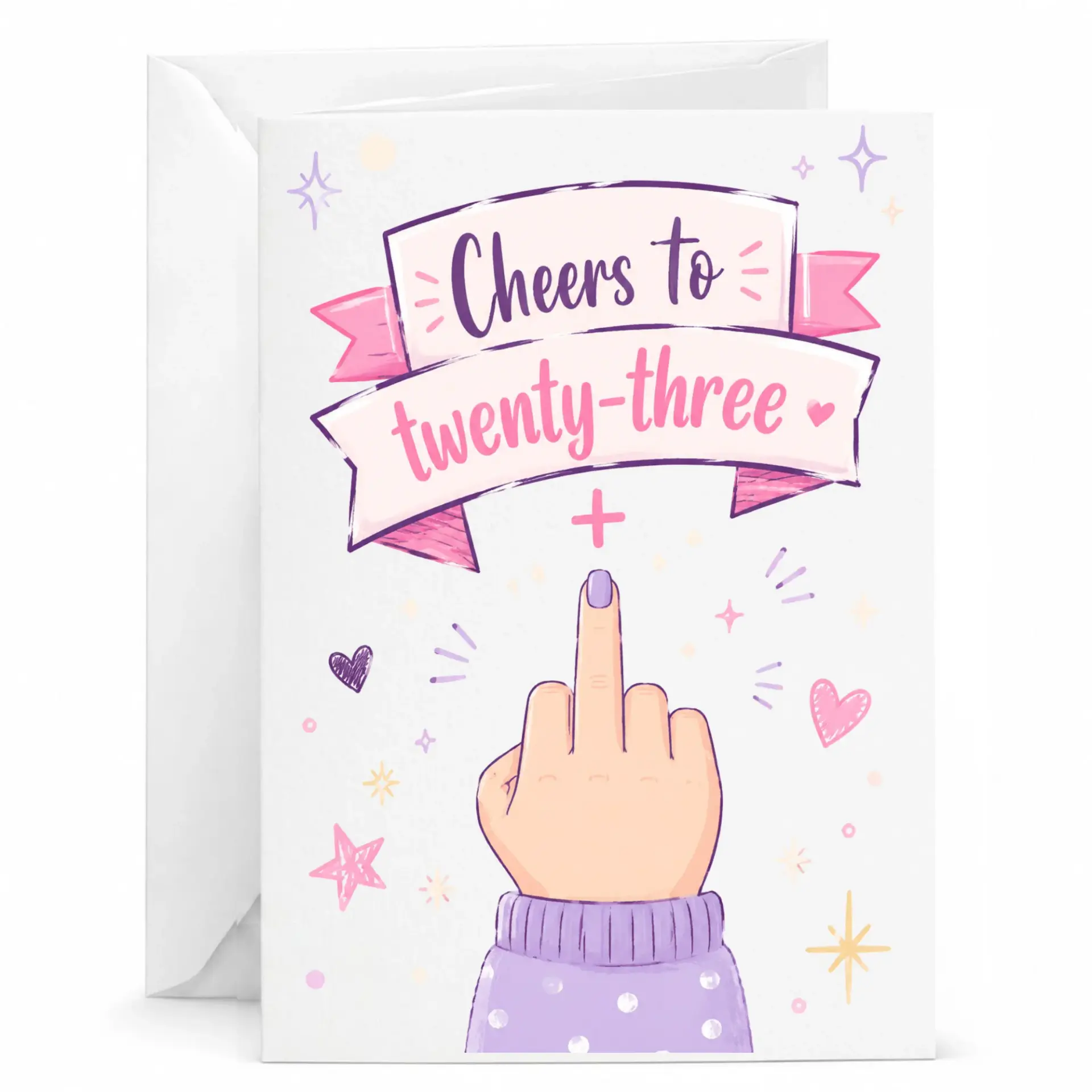 Funny Birthday Card Cheers to Twenty-Three Sassy Celebration Greeting for Turning 23 Years Old with Envelope