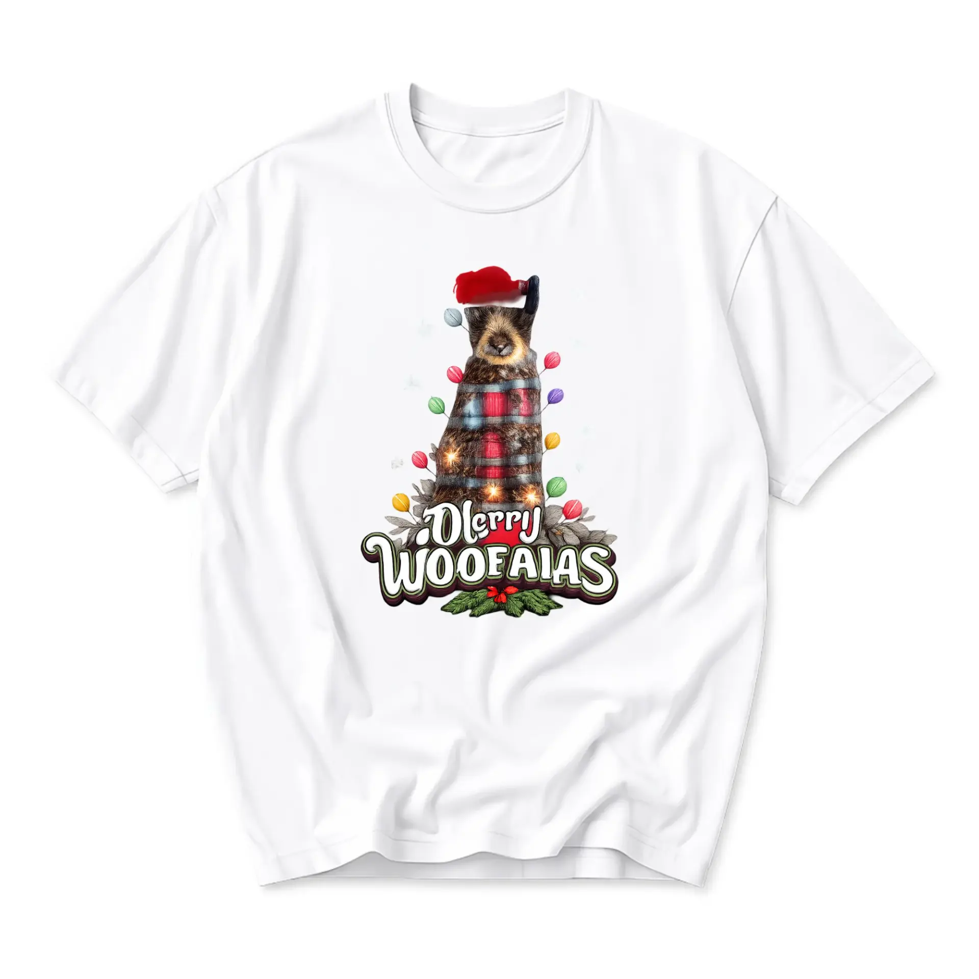 Funny Shirt Merry Woofmas Holiday Dog Graphic Tee Unisex Crew Neck Short