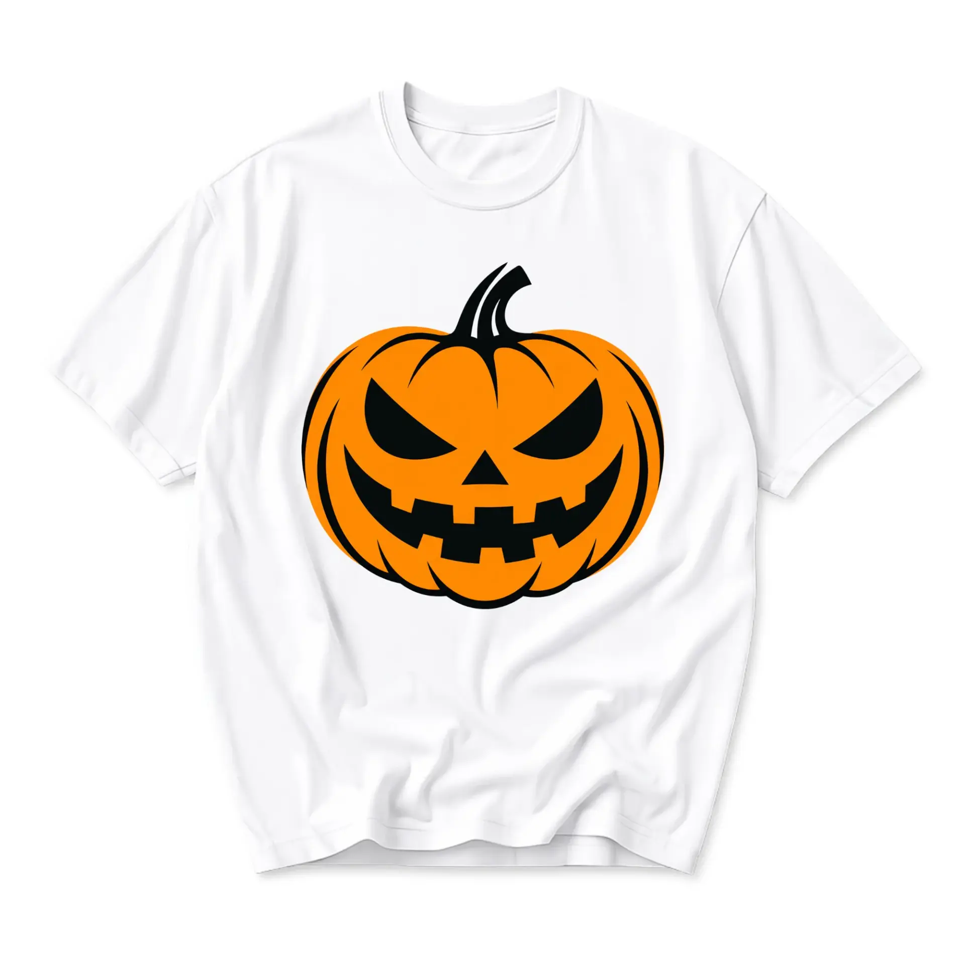 Graphic Tee Unisex Pumpkin Face T-Shirt Seasonal Autumn Print Casual Crew Neck Short Sleeve Cotton Blend Shirt