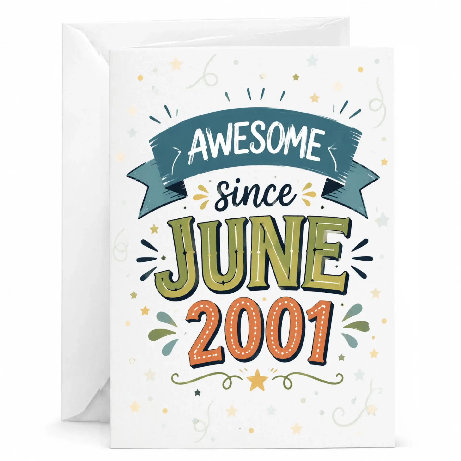 Birthday Card Awesome Since June 2001 Vintage Style Celebration Greeting Card for Milestone Birthdays and Anniversaries