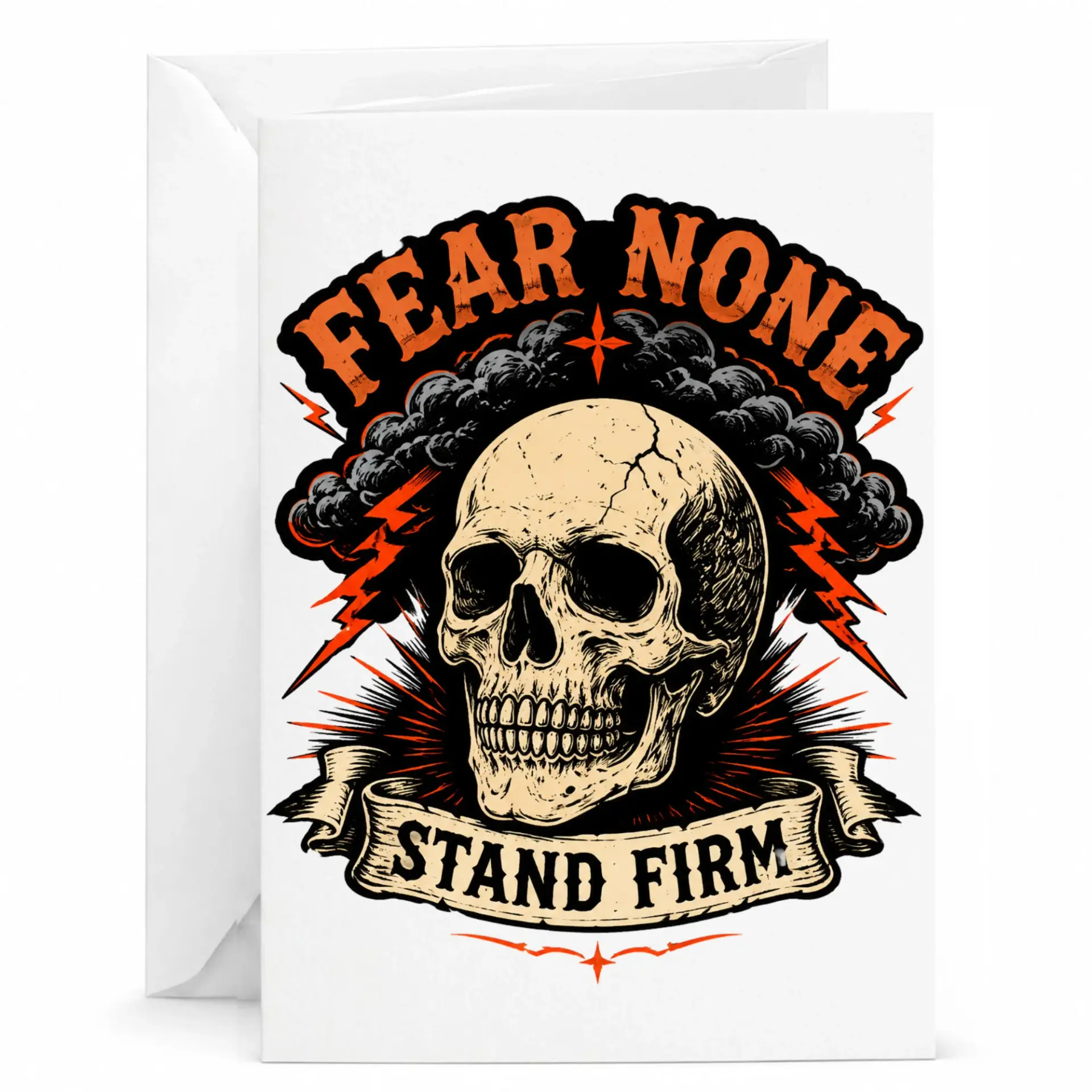 Personalized Greeting Card Fear None Skull Illustration