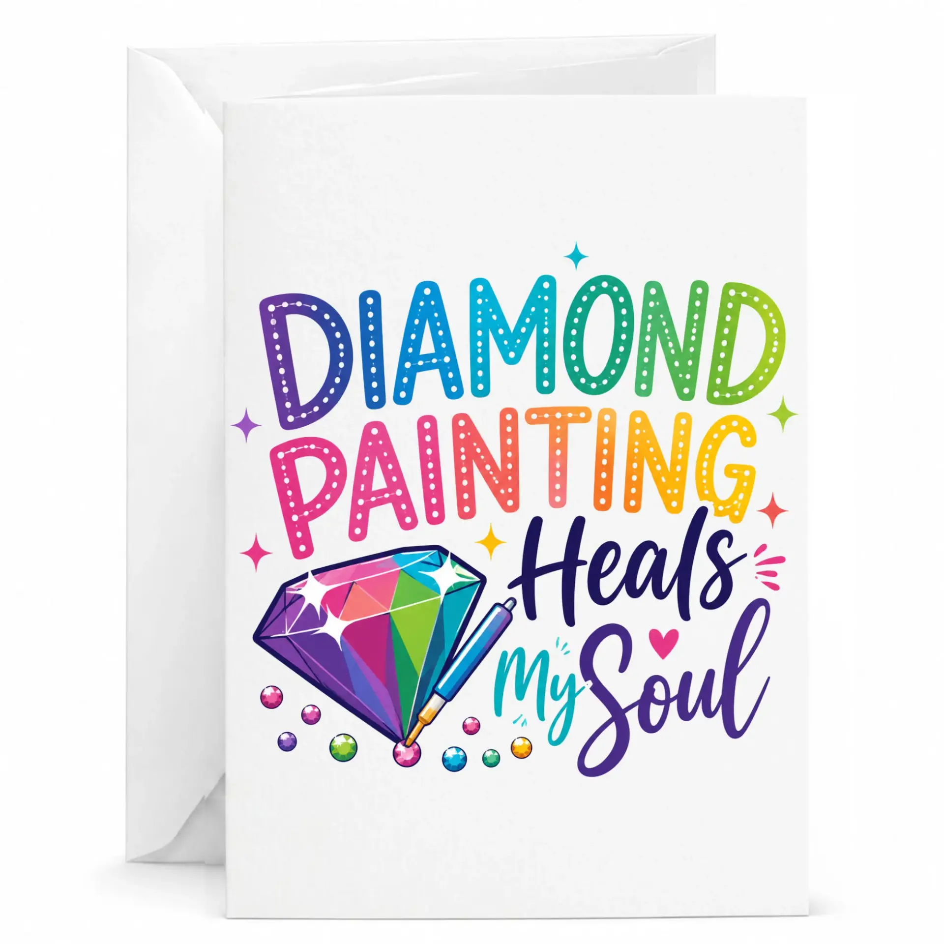 Greeting Card Diamond Painting Heals My Soul Hobby Art Lover Gift for Craft Enthusiasts Professional Stationery 5x7 Inch