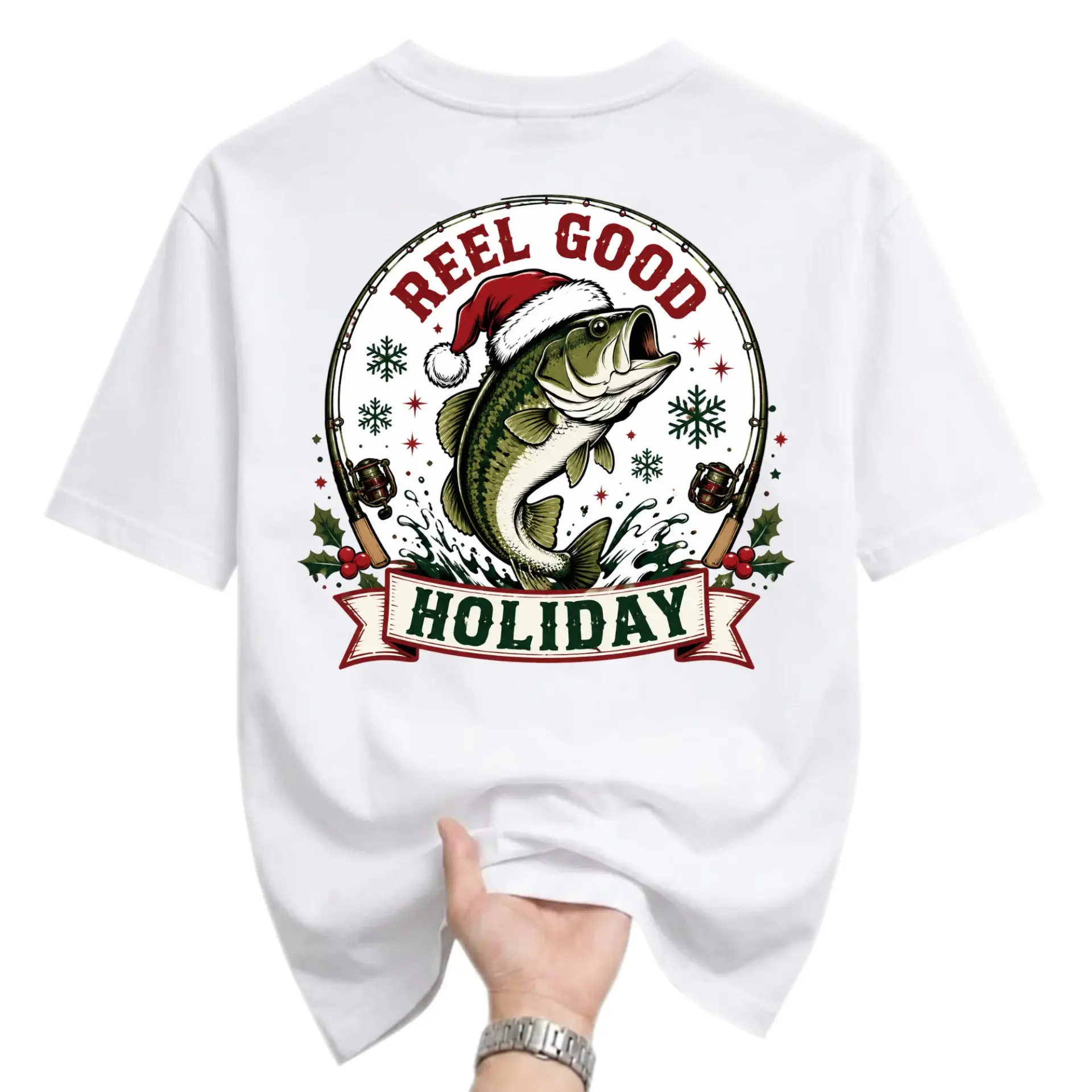 T-shirt Reel Good Holiday Fishing Graphic Tee Unisex Short Sleeve Crew Neck