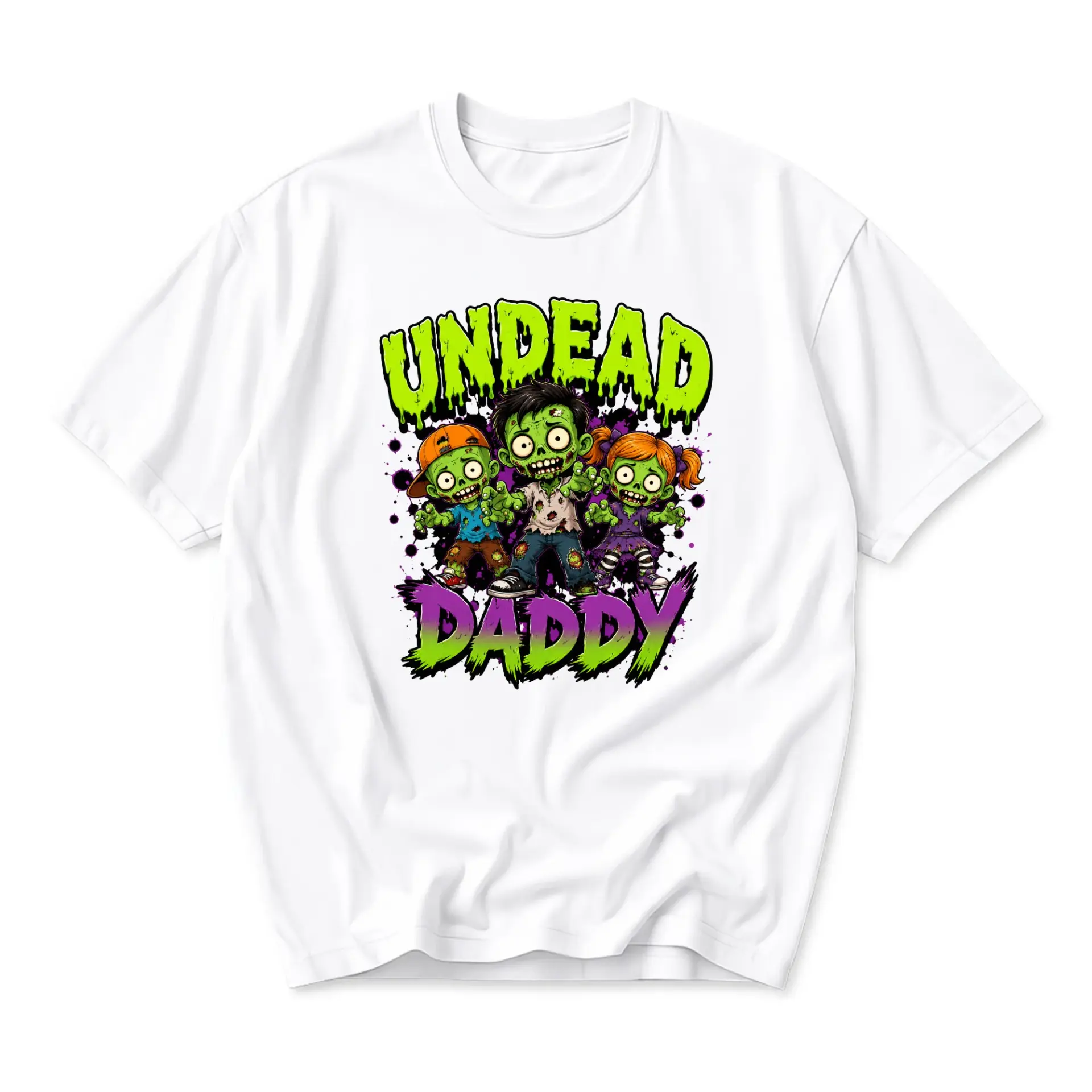 Graphic Tee Undead Daddy Zombie Illustration Funny Unisex Casual Crew Neck Comfortable Cotton Blend T-Shirt Top