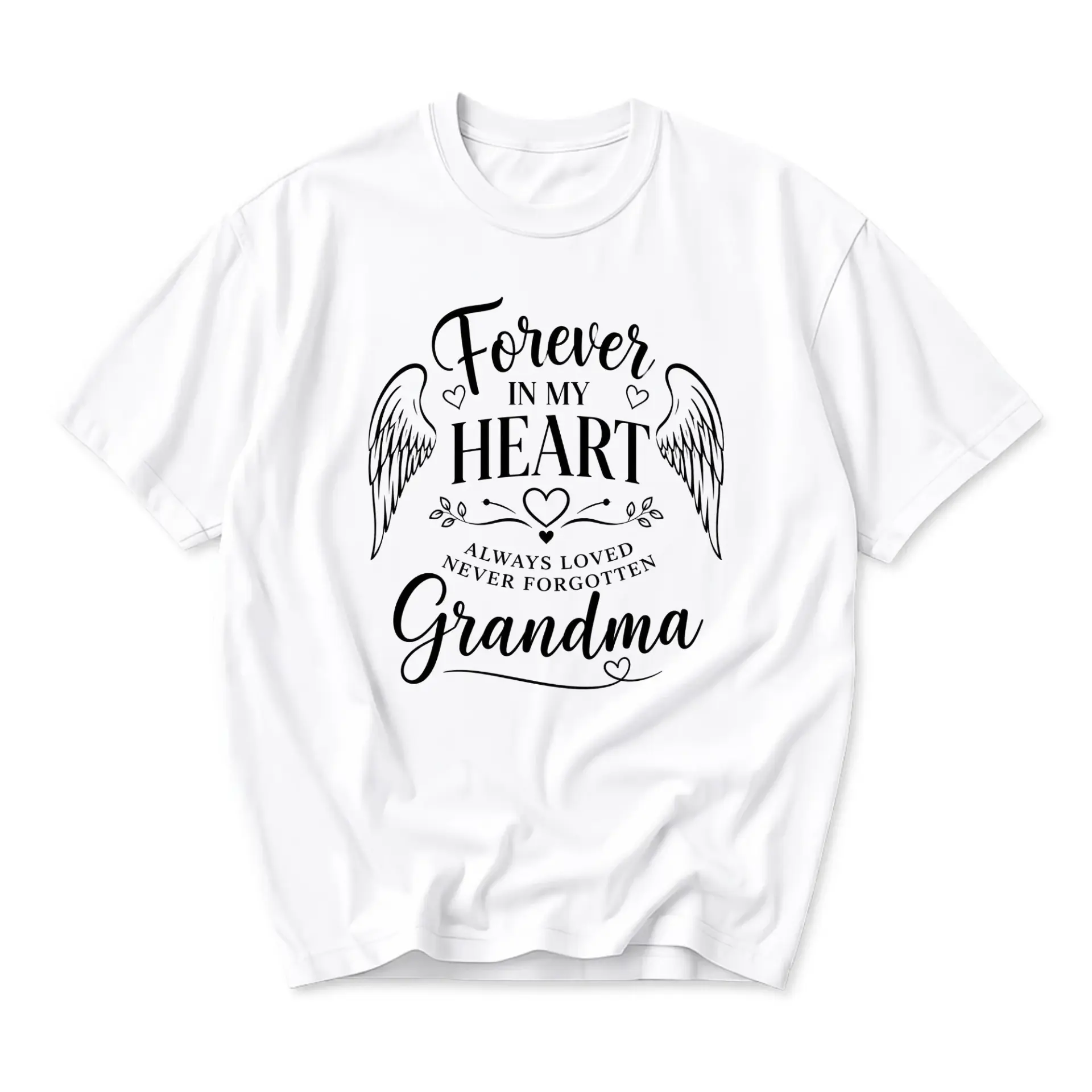 Graphic Tee Forever in My Heart Grandma Memorial Unisex Crew Neck T-Shirt
