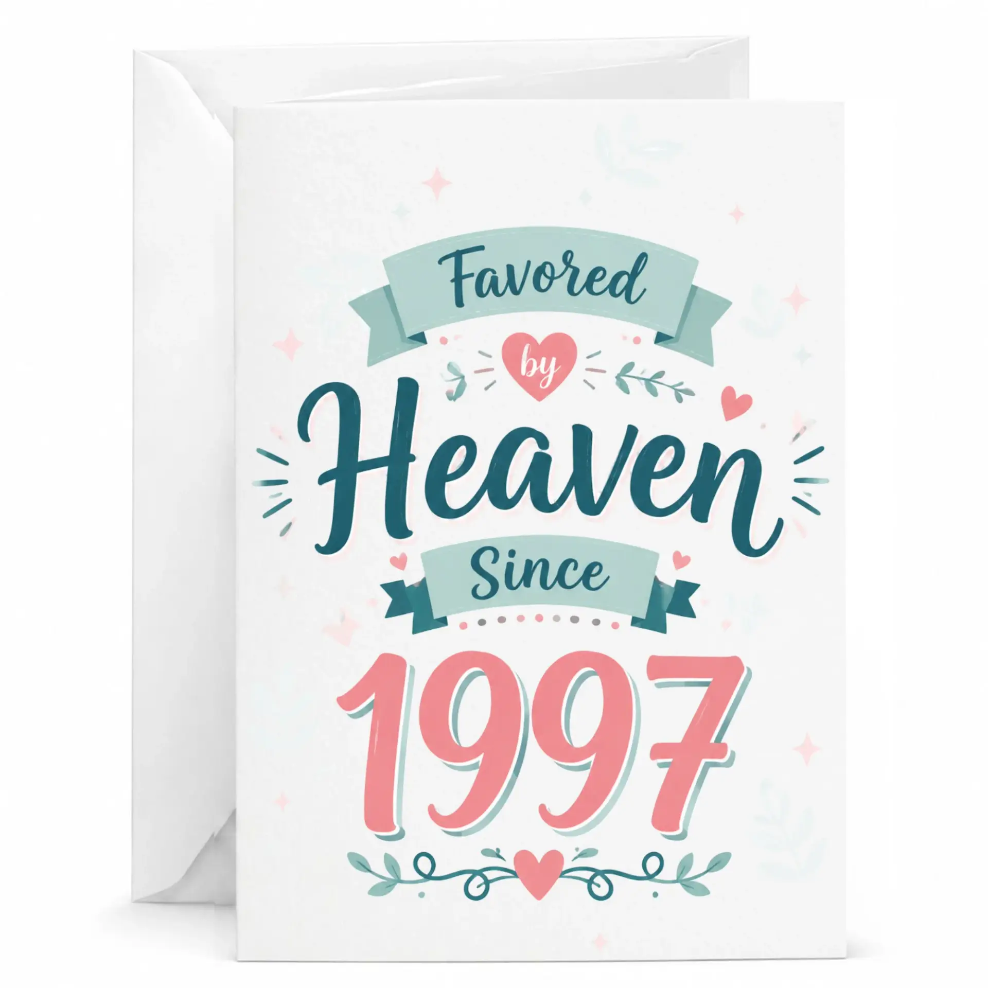 Birthday Greeting Card Favored by Heaven Since 1997 Decorative Script Design for Milestone Celebrations and Birth Year