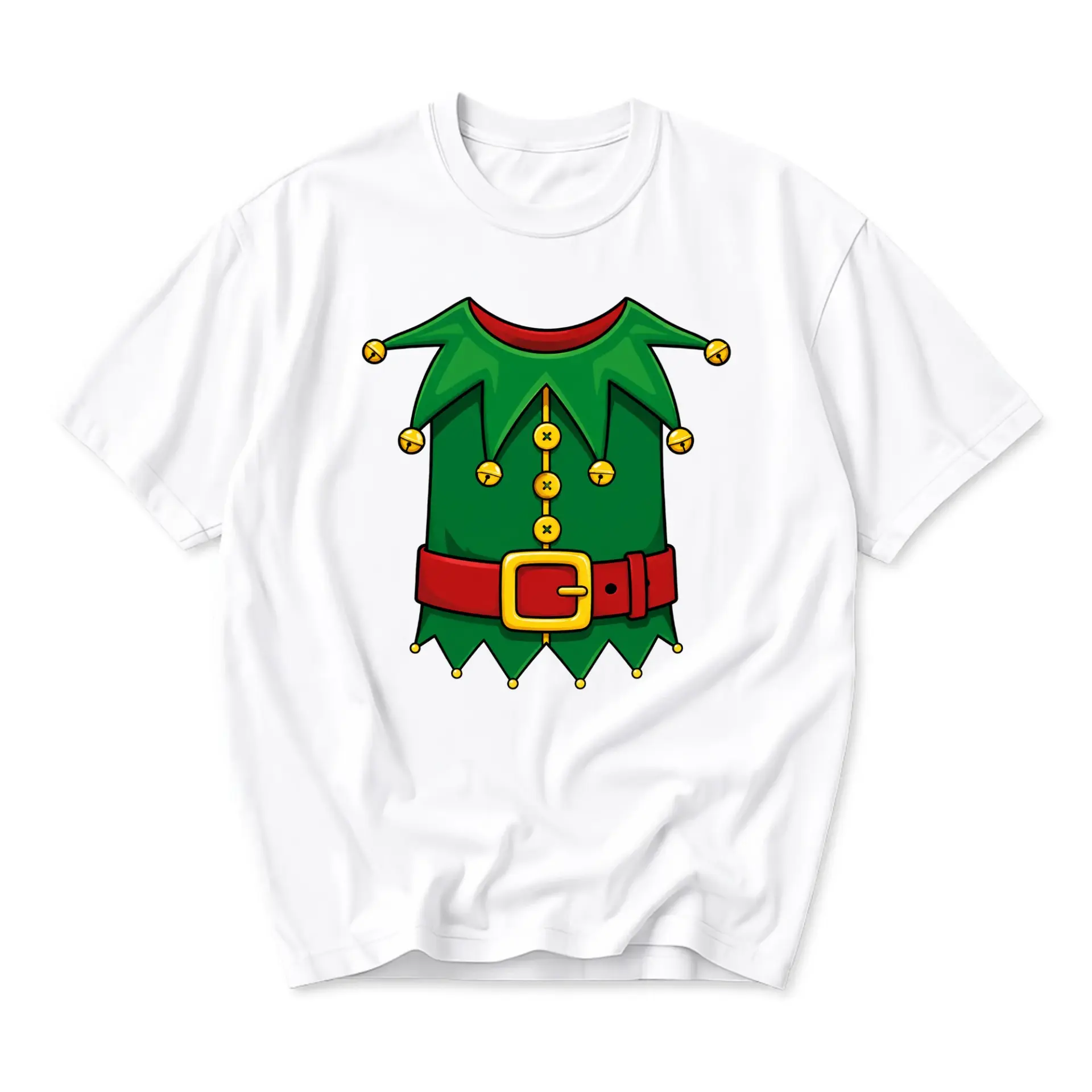 Funny Shirt Unisex Graphic Printed T-Shirt Festive Holiday Elf Costume Design Casual Everyday Apparel Crew Neck