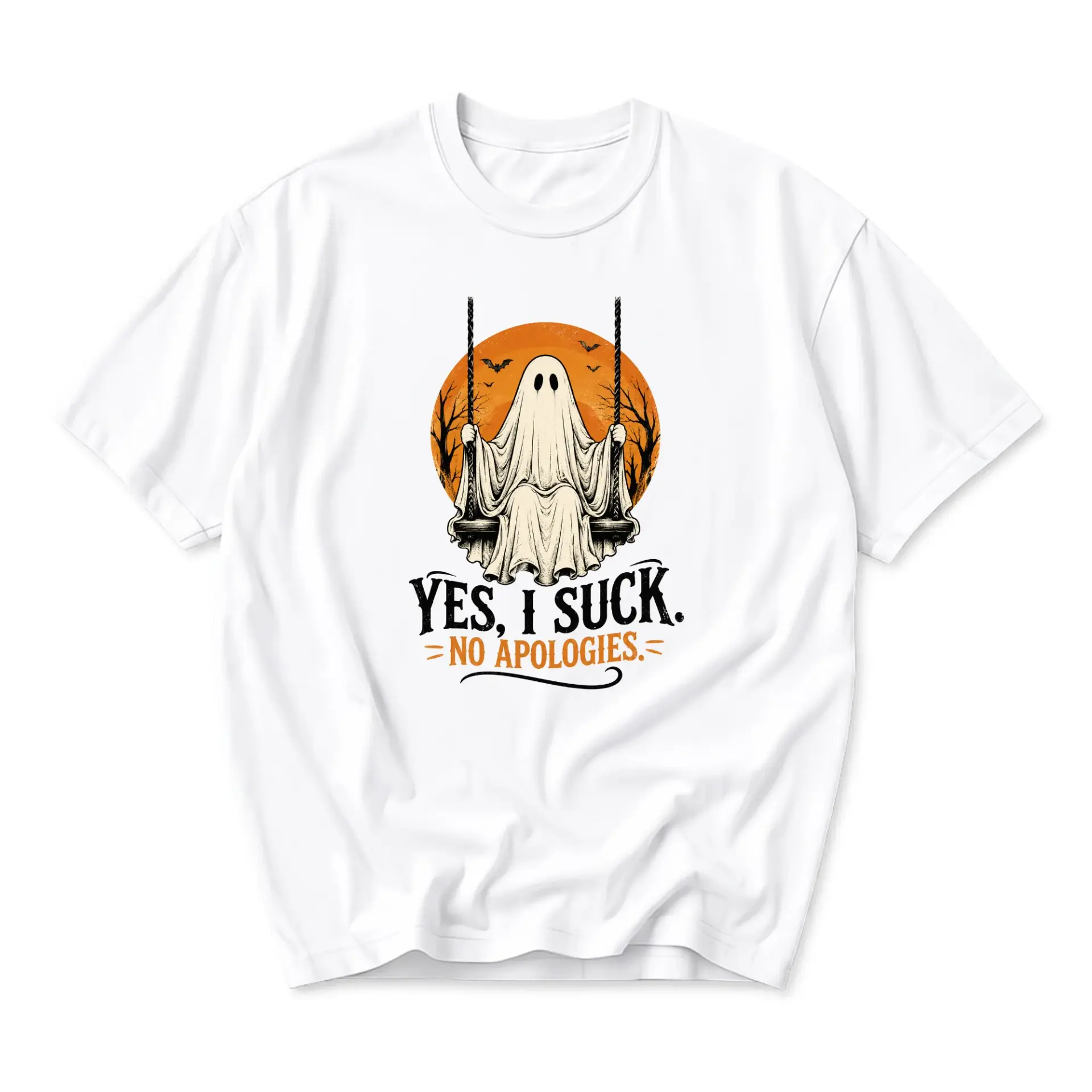 Funny Shirt Yes I Suck No Apologies Ghost Graphic Tee Unisex Crew Neck Casual Cotton Blend Short Sleeve Apparel