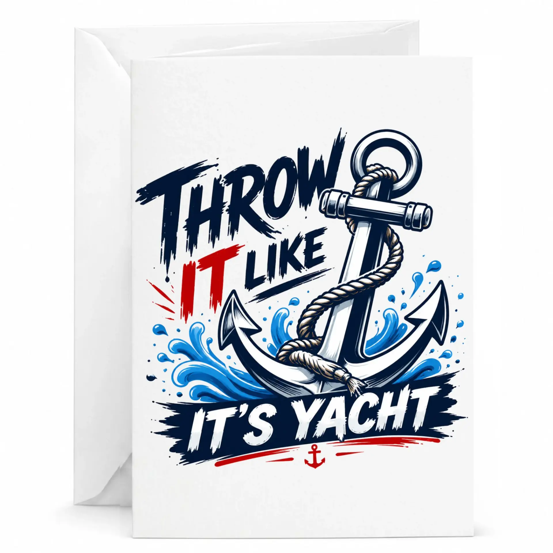 Funny Nautical Greeting Card Throw It Like It Is Yacht Pun Design for Boating Enthusiasts and Sailor Lovers 5x7 Card