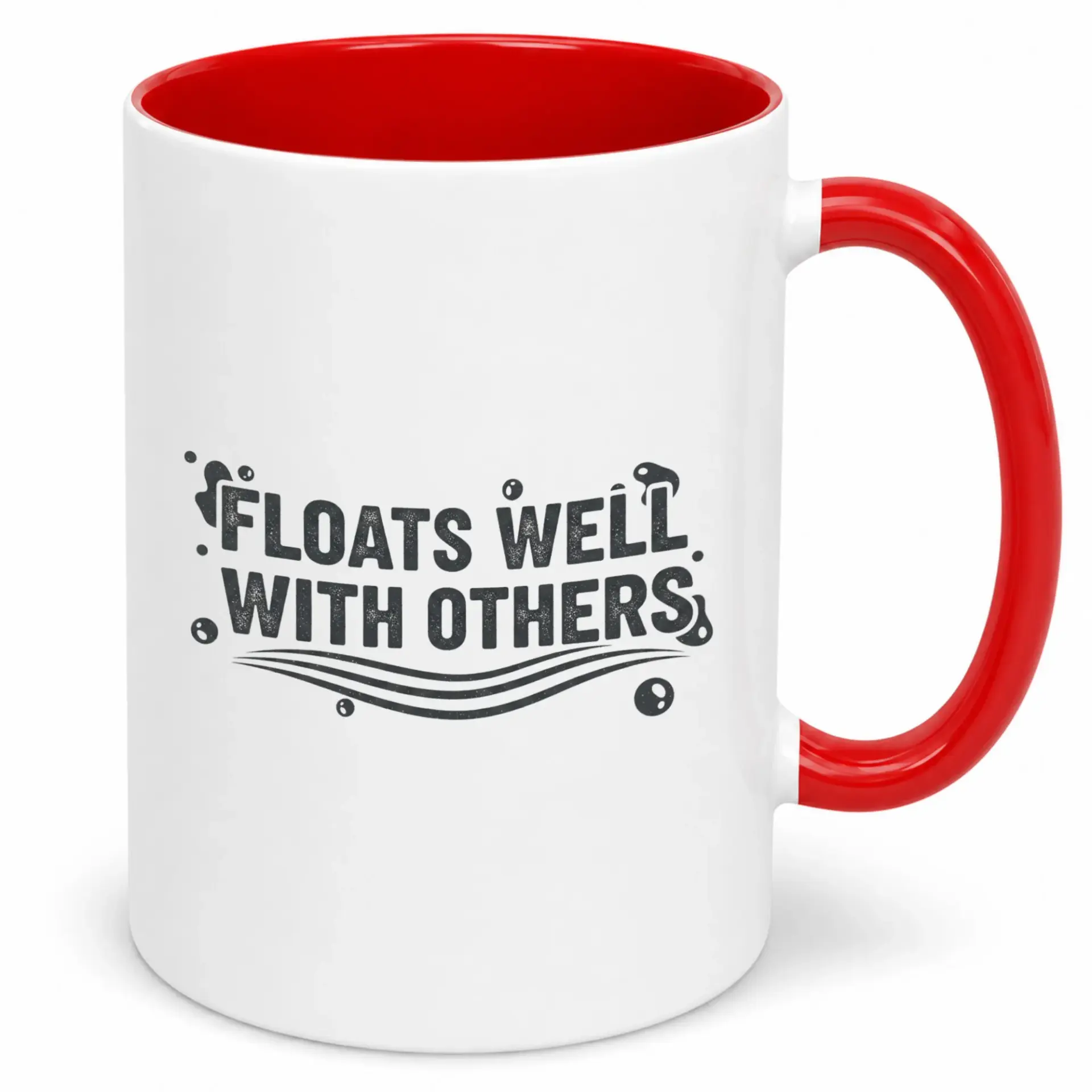 Funny Coffee Mug with Playful "floats Well with Others" Design, 11oz or 15oz Ceramic Cup for Beverage Enjoyment