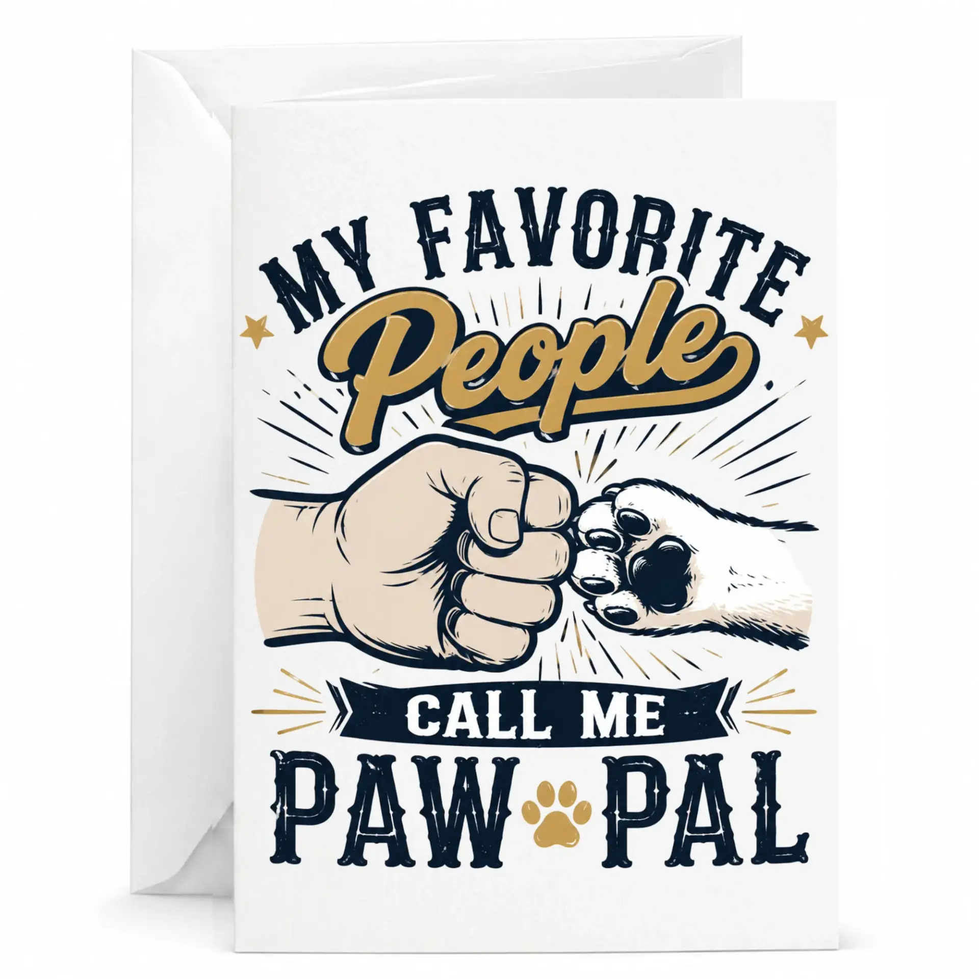 Funny Dog Lover Greeting Card My Favorite People Call Me Paw Pal, Pet Owner Appreciation Stationery for Pet Lovers