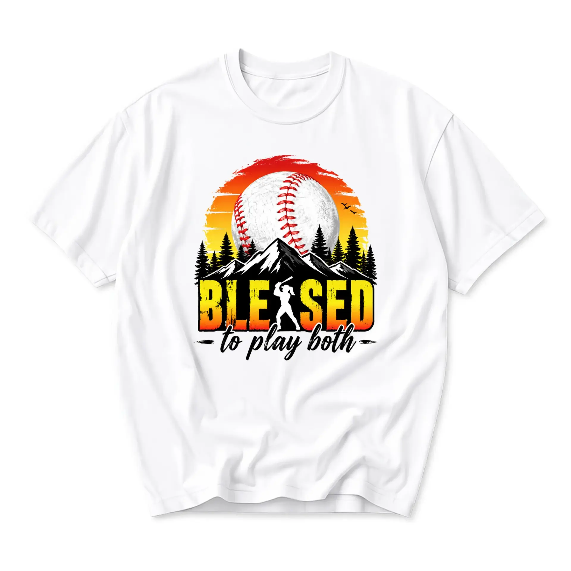 T-shirt Blessed to Play Both Baseball Graphic Tee Unisex Cotton Blend