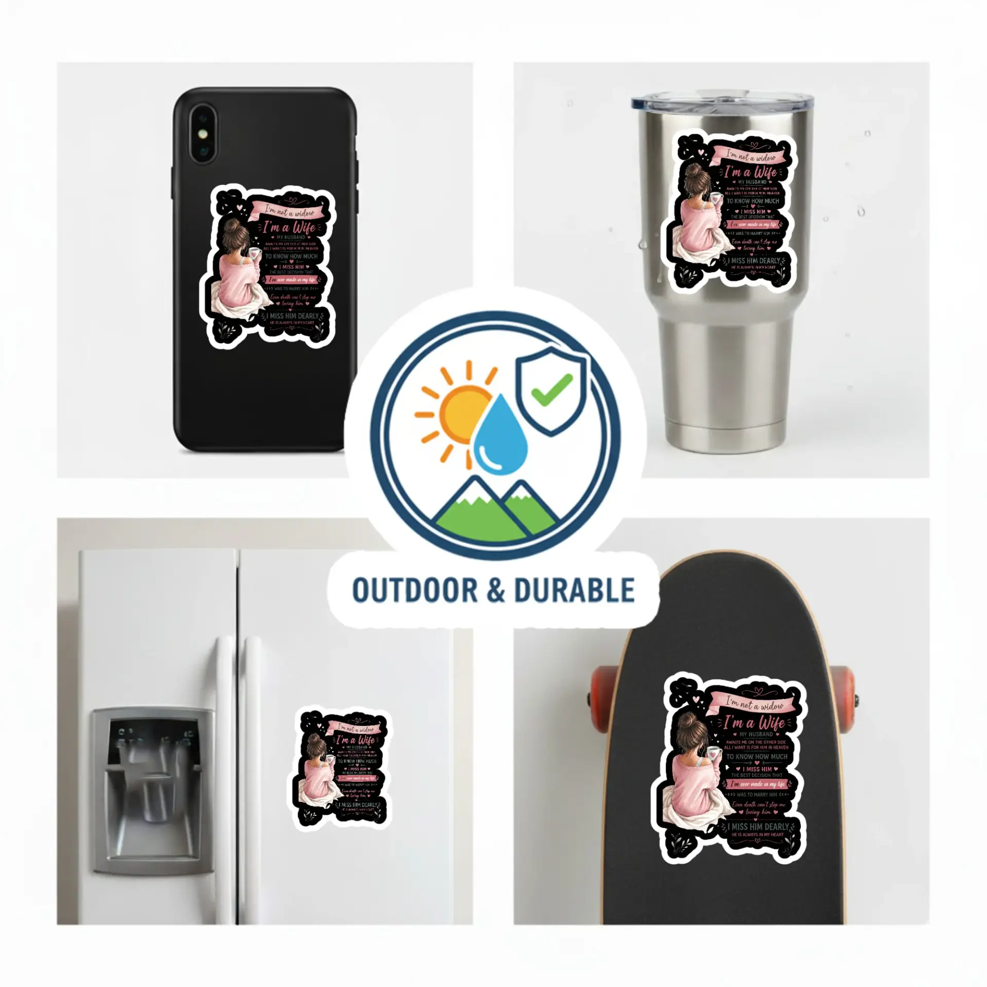 Vinyl Sticker Pack I Am Not a Widow I Am a Wife Memorial Decals for Tumblers and Laptops Set of 3 Weatherproof