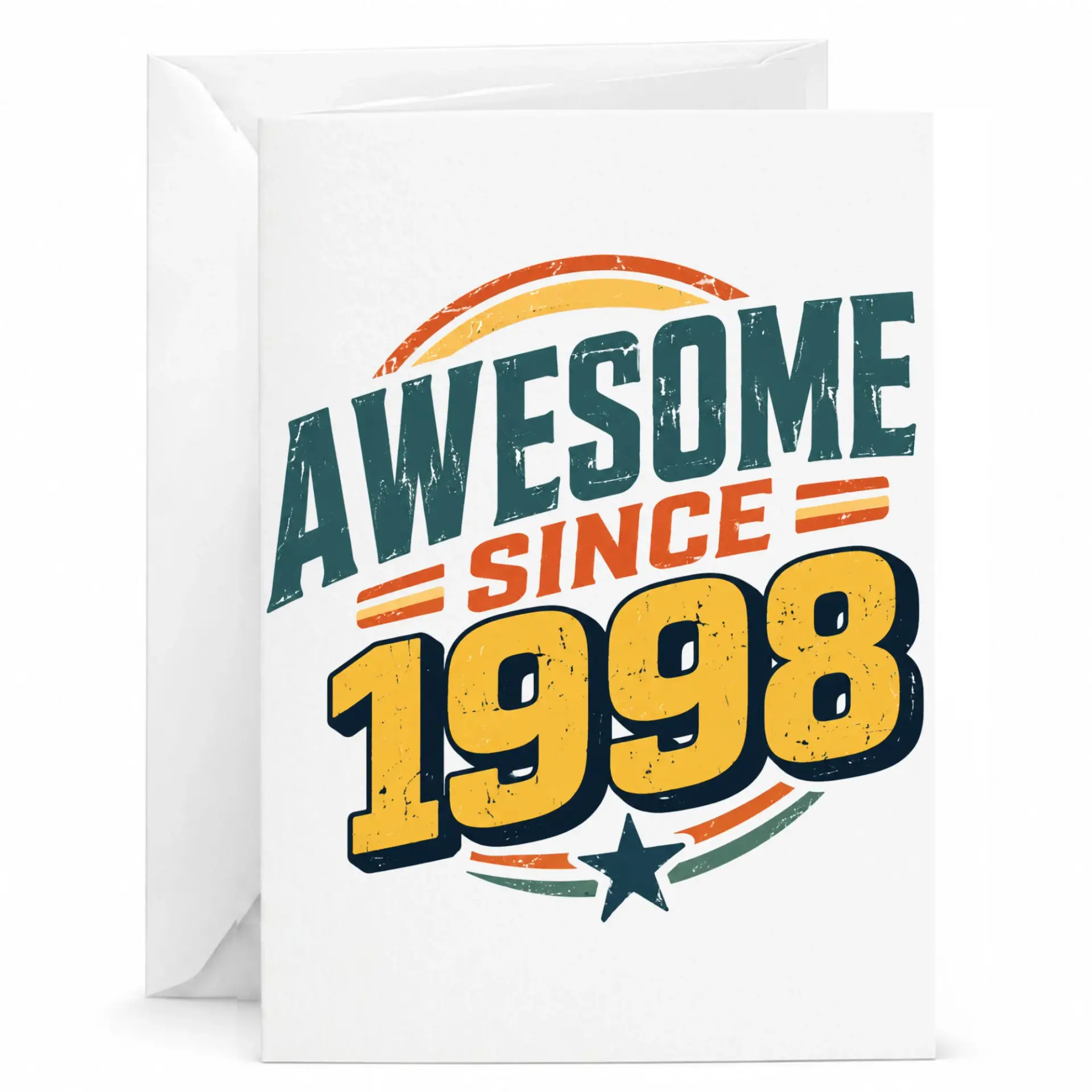 Greeting Card Awesome Since 1998 Vintage Style Retro Birthday Milestone Celebration Stationery for Friends and Family