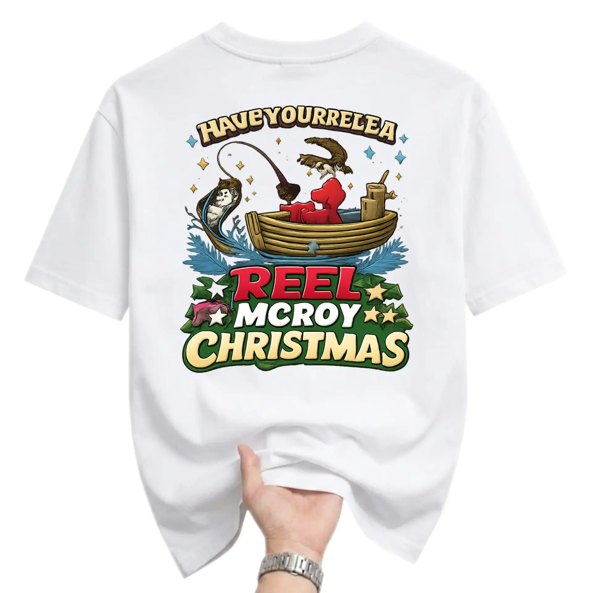 Funny Shirt Fishing Graphic Tee Unisex Holiday Crew Neck Casual Top Cotton